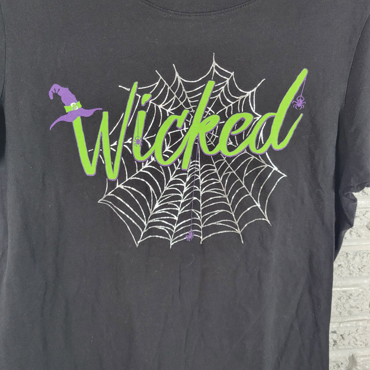 Way To Celebrate Halloween Shirt Womens XL Black Wicked Spider Web Graphic Tee NOV43XE