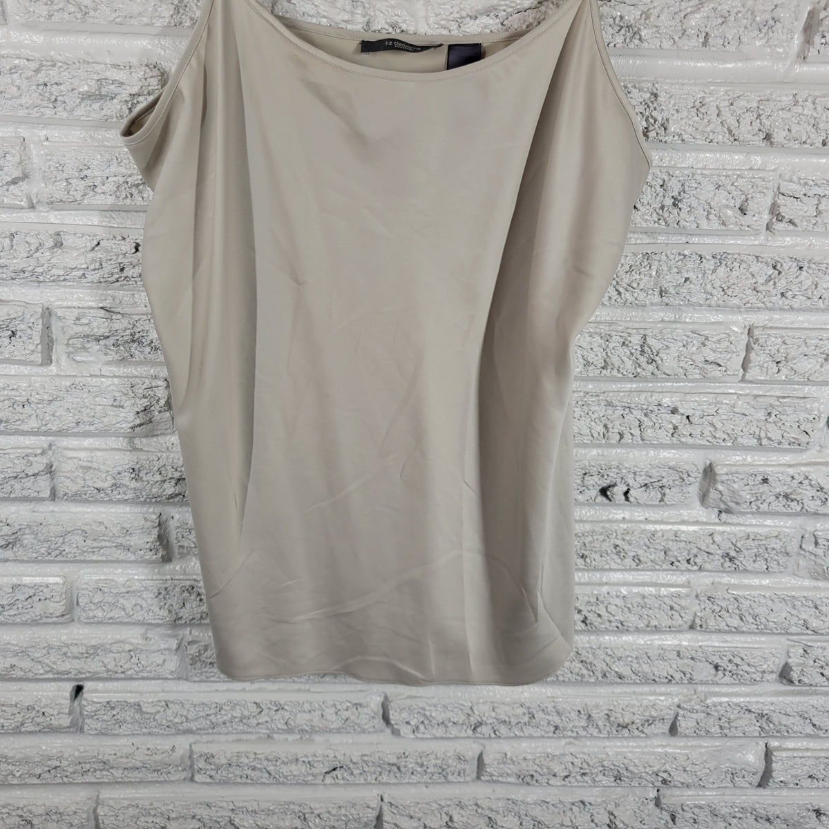 Liz Claiborne XL Camisole BEIGE OFF WHITE Solid Tank Top Adjustable Strap WHI20E