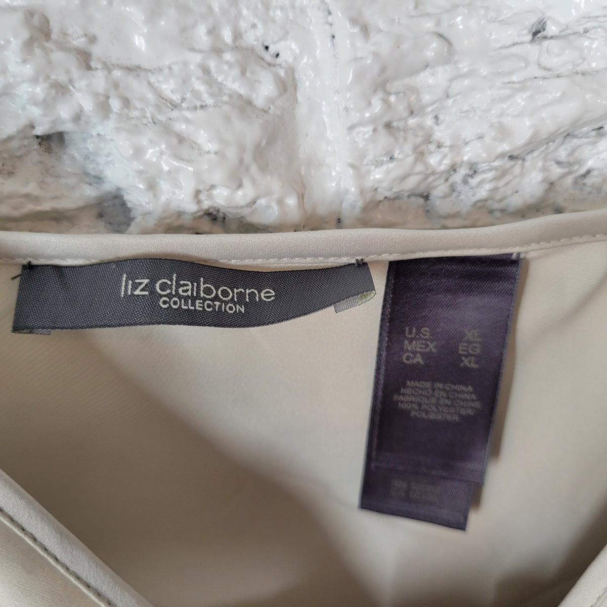 Liz Claiborne XL Camisole BEIGE OFF WHITE Solid Tank Top Adjustable Strap WHI20E
