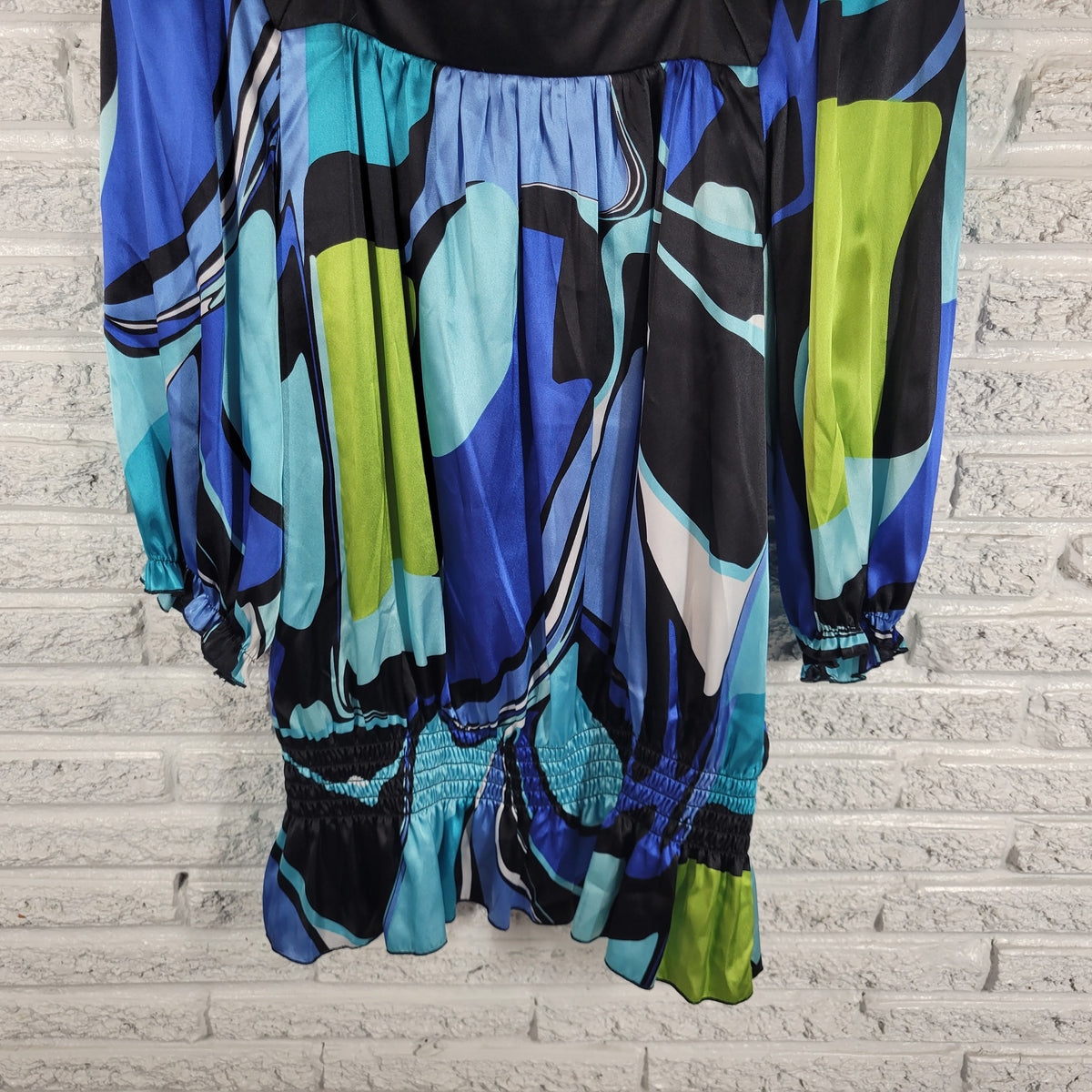 Ashley Stewart Womens 18 Tunic Blouse Watercolor Square Neck 3/4 Sleeve Sateen WAT115XE