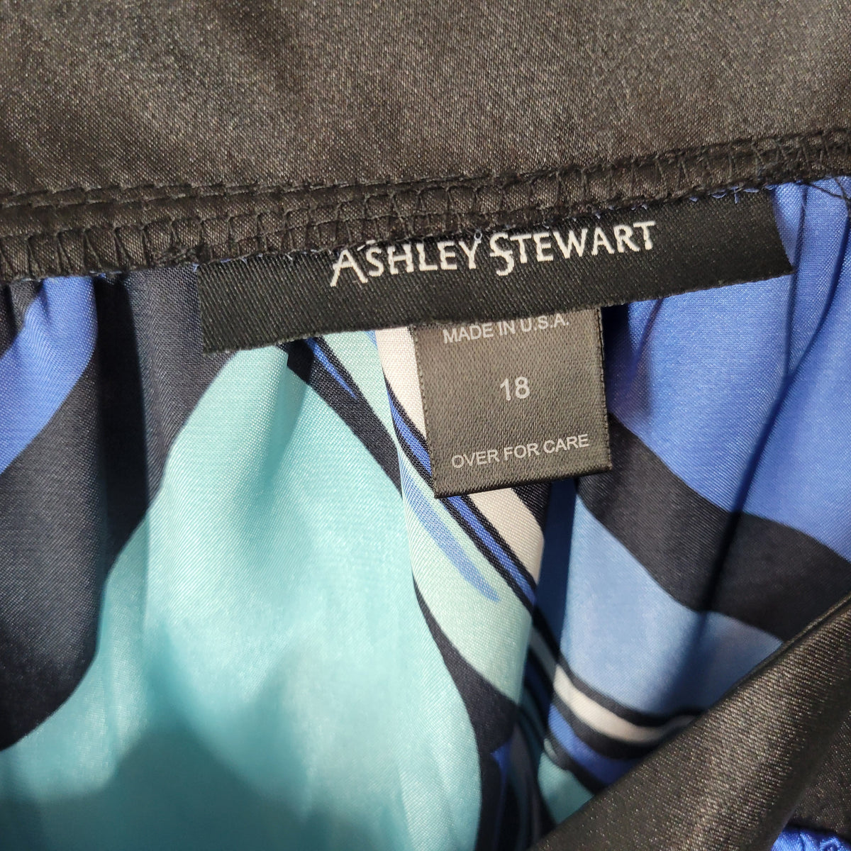 Ashley Stewart Womens 18 Tunic Blouse Watercolor Square Neck 3/4 Sleeve Sateen WAT115XE