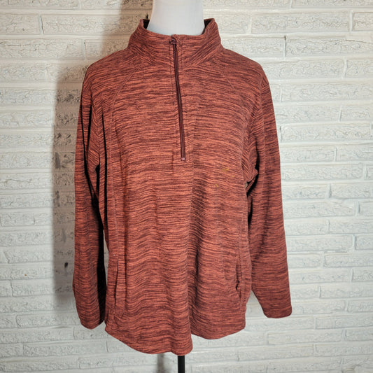 St John's Bay Marled Brown Sweater Jacket Full Zip High Neck Pockets Women XXL SWE25E
