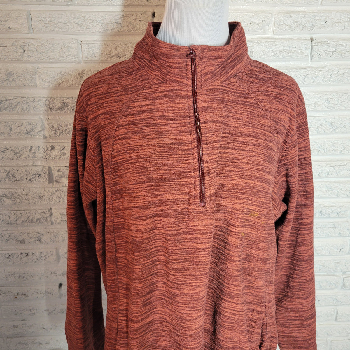 St John's Bay Marled Brown Sweater Jacket Full Zip High Neck Pockets Women XXL SWE25E