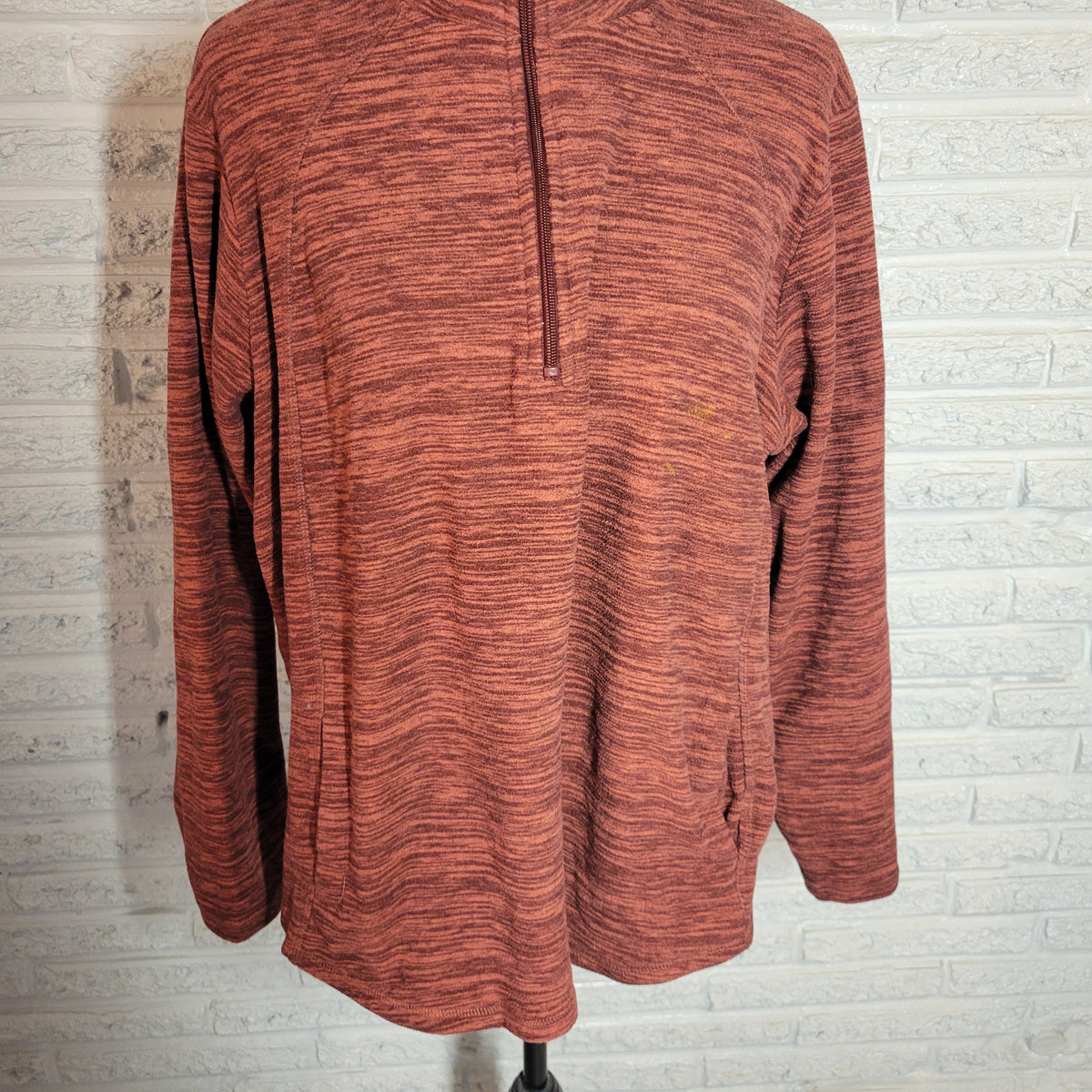 St John's Bay Marled Brown Sweater Jacket Full Zip High Neck Pockets Women XXL SWE25E