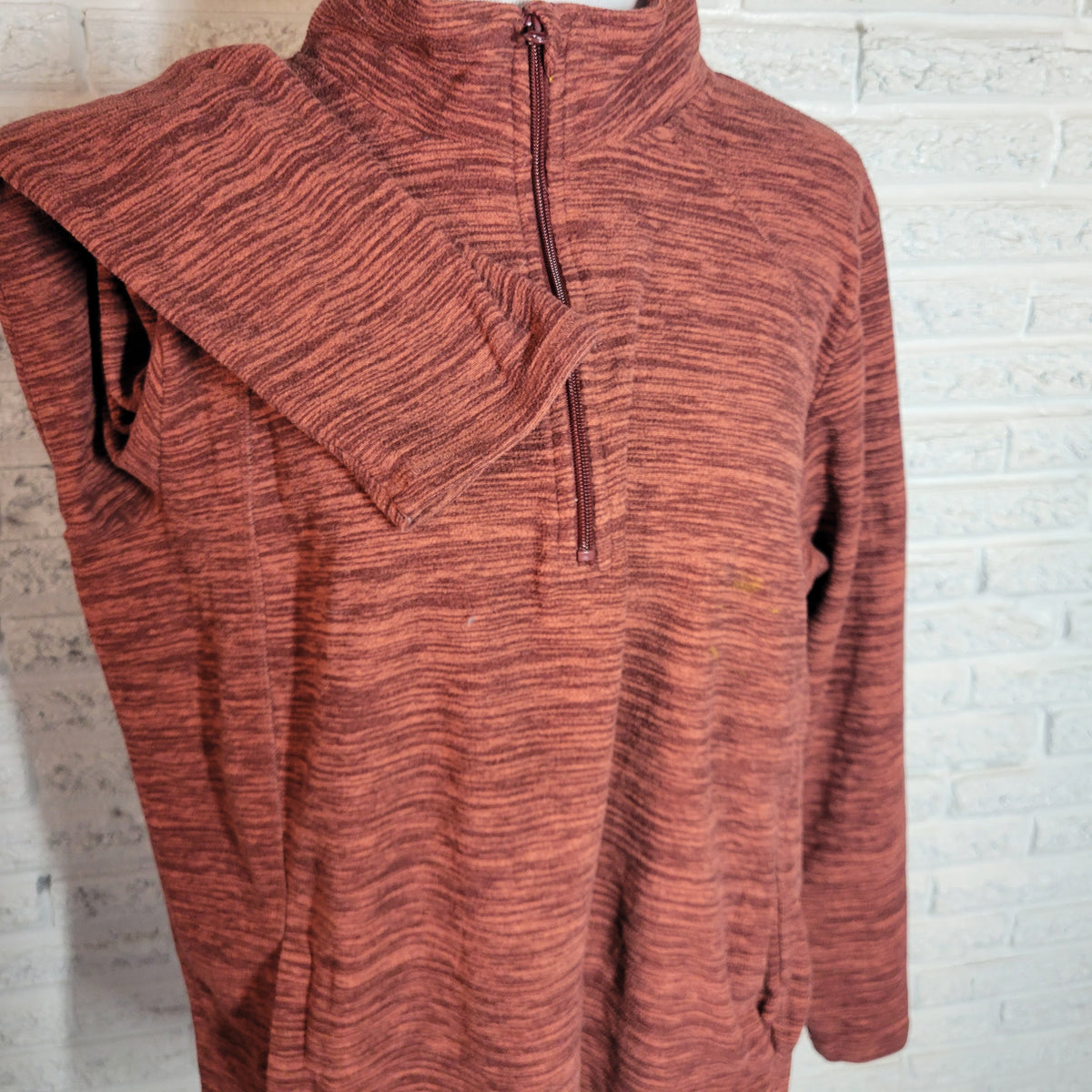 St John's Bay Marled Brown Sweater Jacket Full Zip High Neck Pockets Women XXL SWE25E