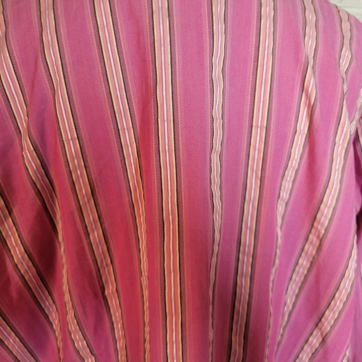 Worthington Easy Care Pink Purple Striped Shirt Top Women 2X Button Front Collar STR75E