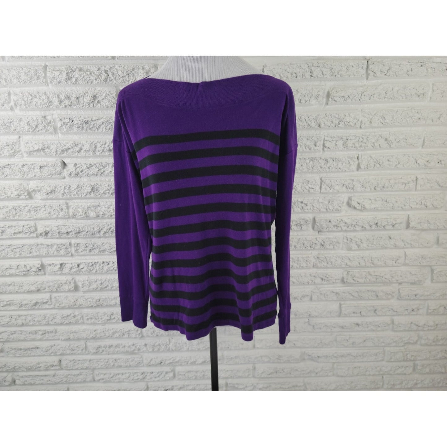 Lauren Ralph Lauren Womens Sweater Extra Large Pullover Casual Purple Stripe