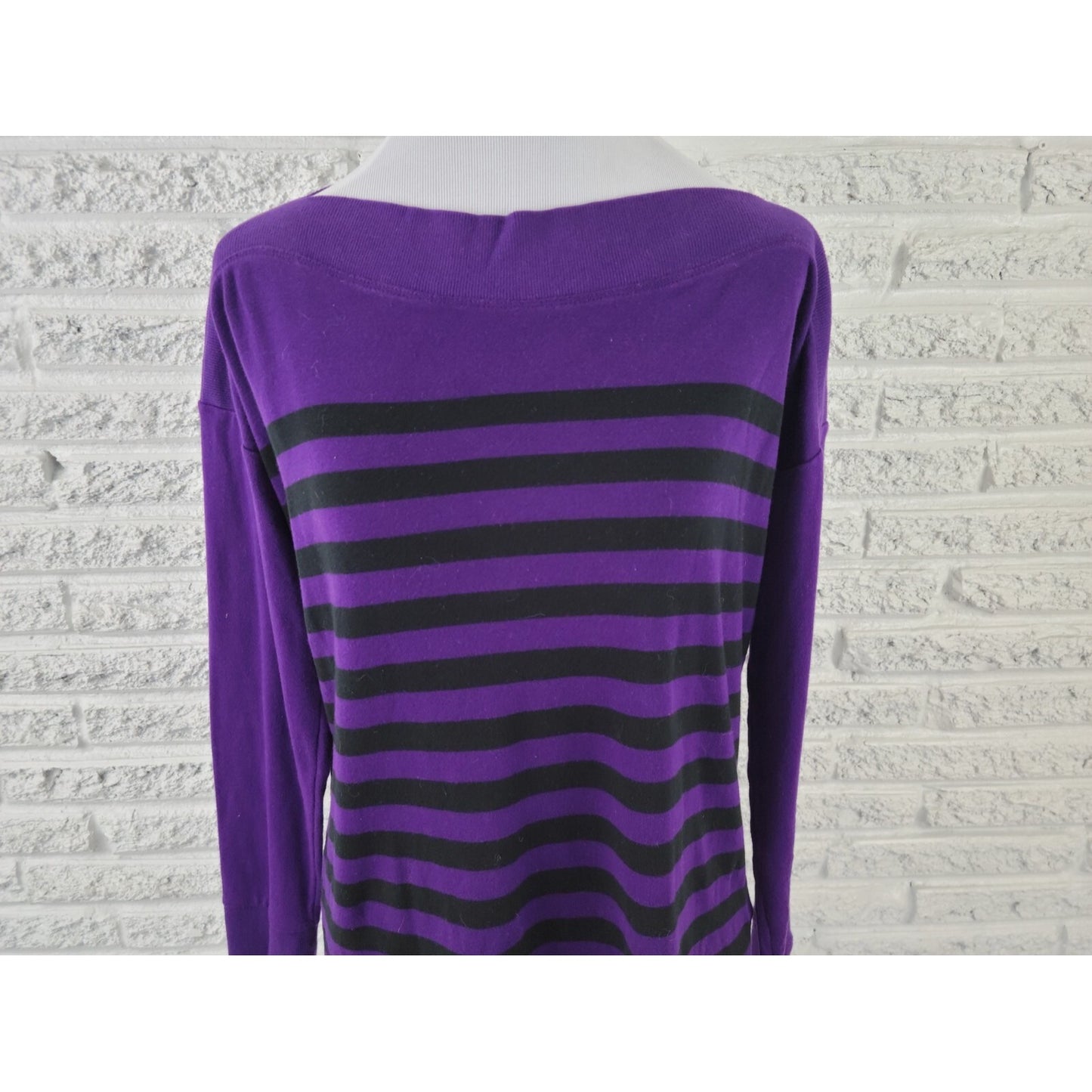 Lauren Ralph Lauren Womens Sweater Extra Large Pullover Casual Purple Stripe