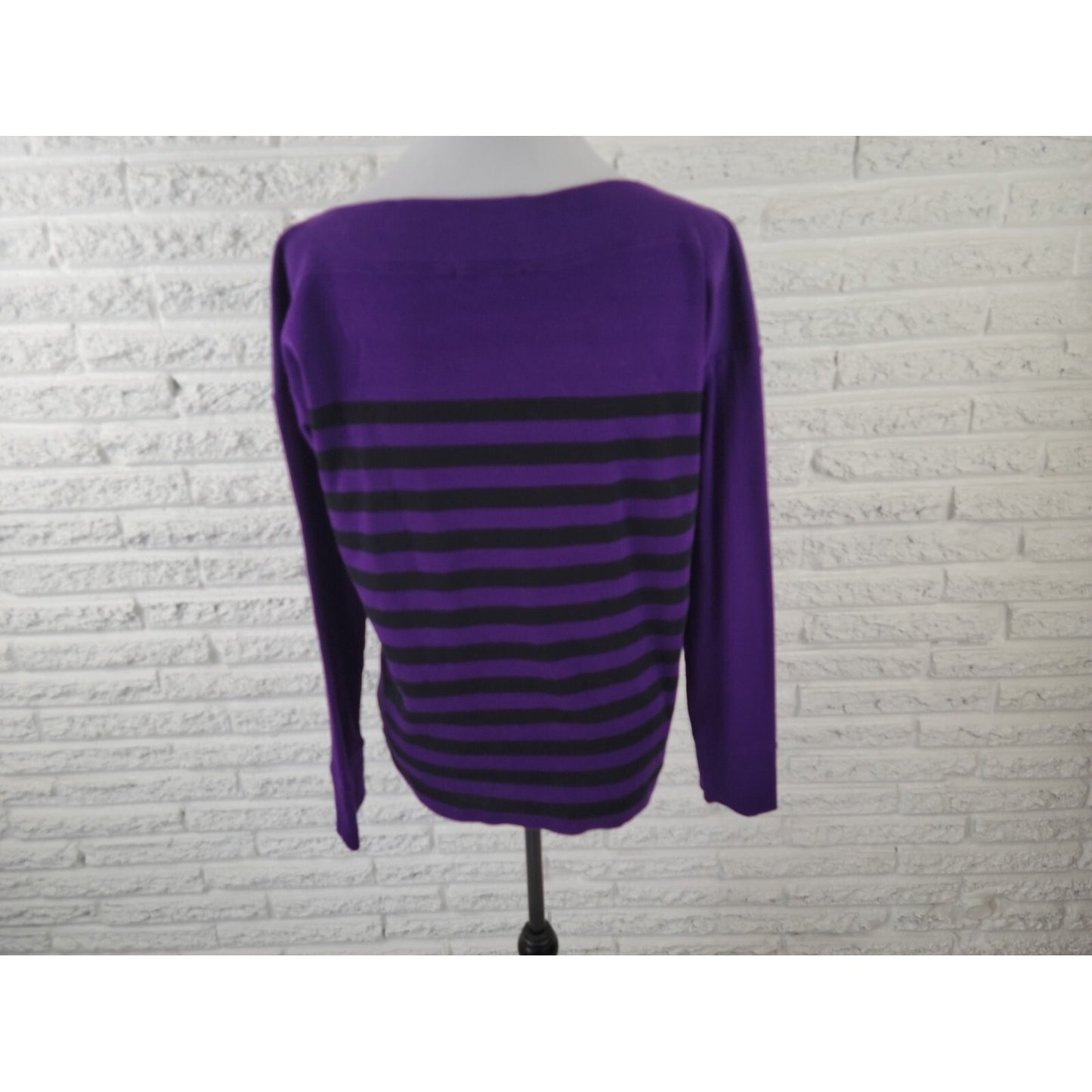 Lauren Ralph Lauren Womens Sweater Extra Large Pullover Casual Purple Stripe