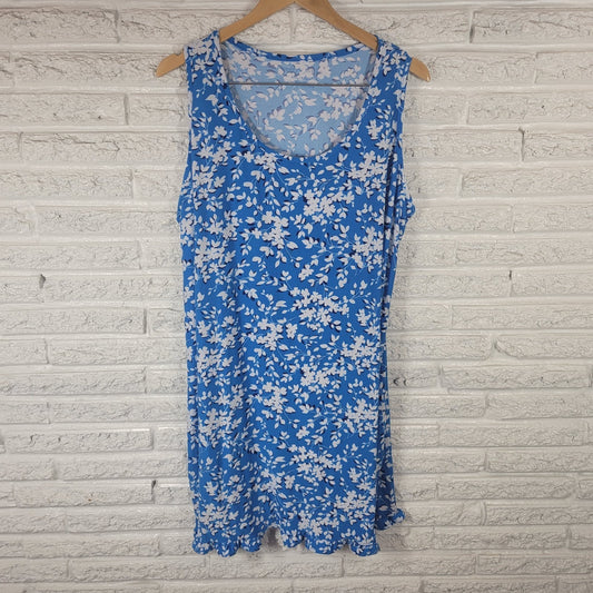 Draper James Womens Nightgown XXL XXXL Plus Loungewear Blue Floral Ruffle Soft