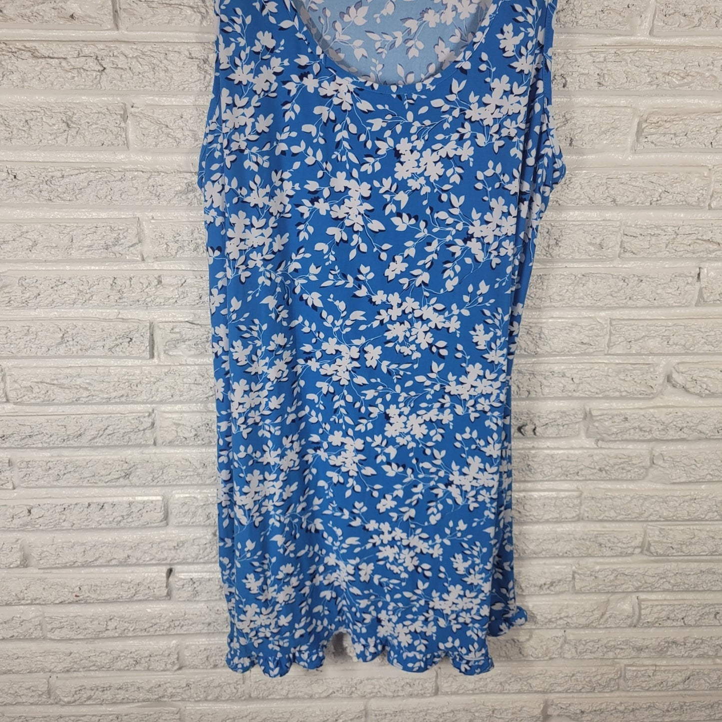 Draper James Womens Nightgown XXL XXXL Plus Loungewear Blue Floral Ruffle Soft