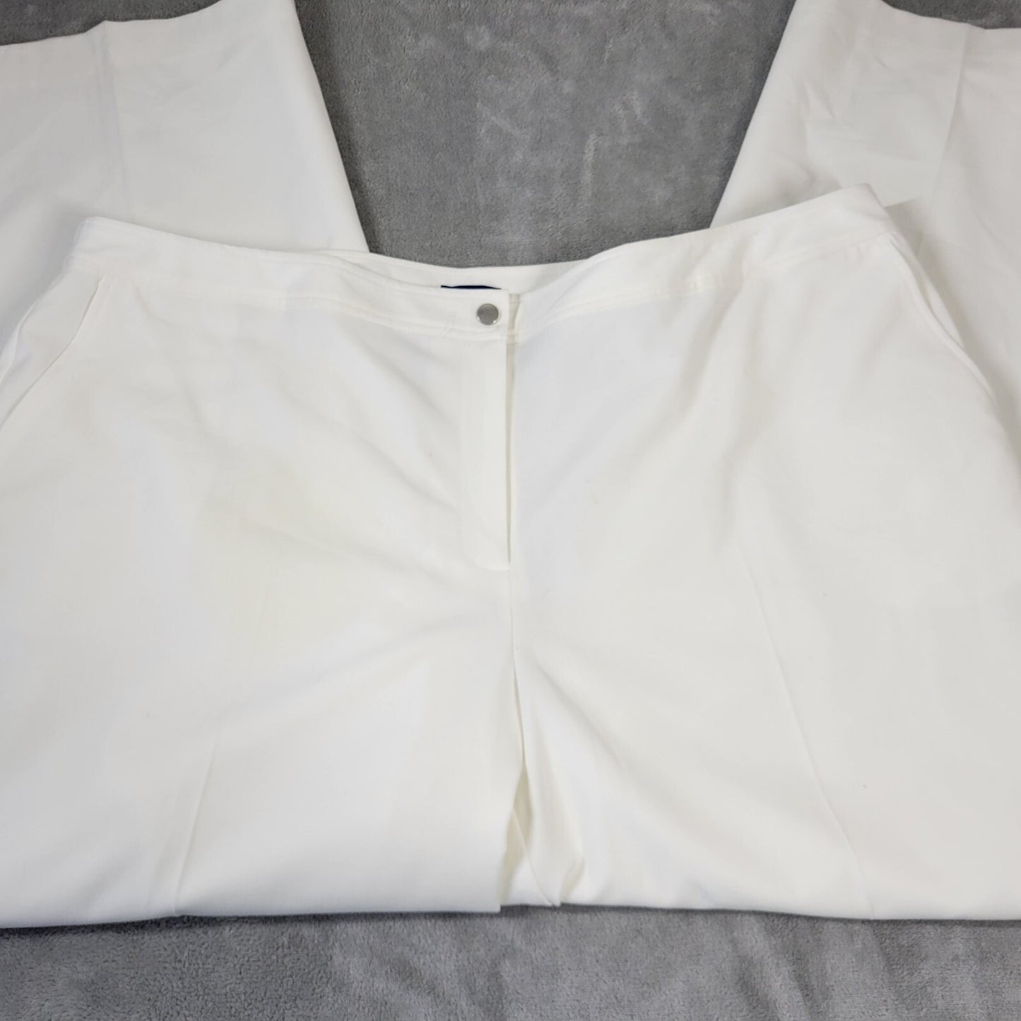 Evan Picone Women Pants 24W Plus Straight Leg White Lined Comfy Zip Poly Blend