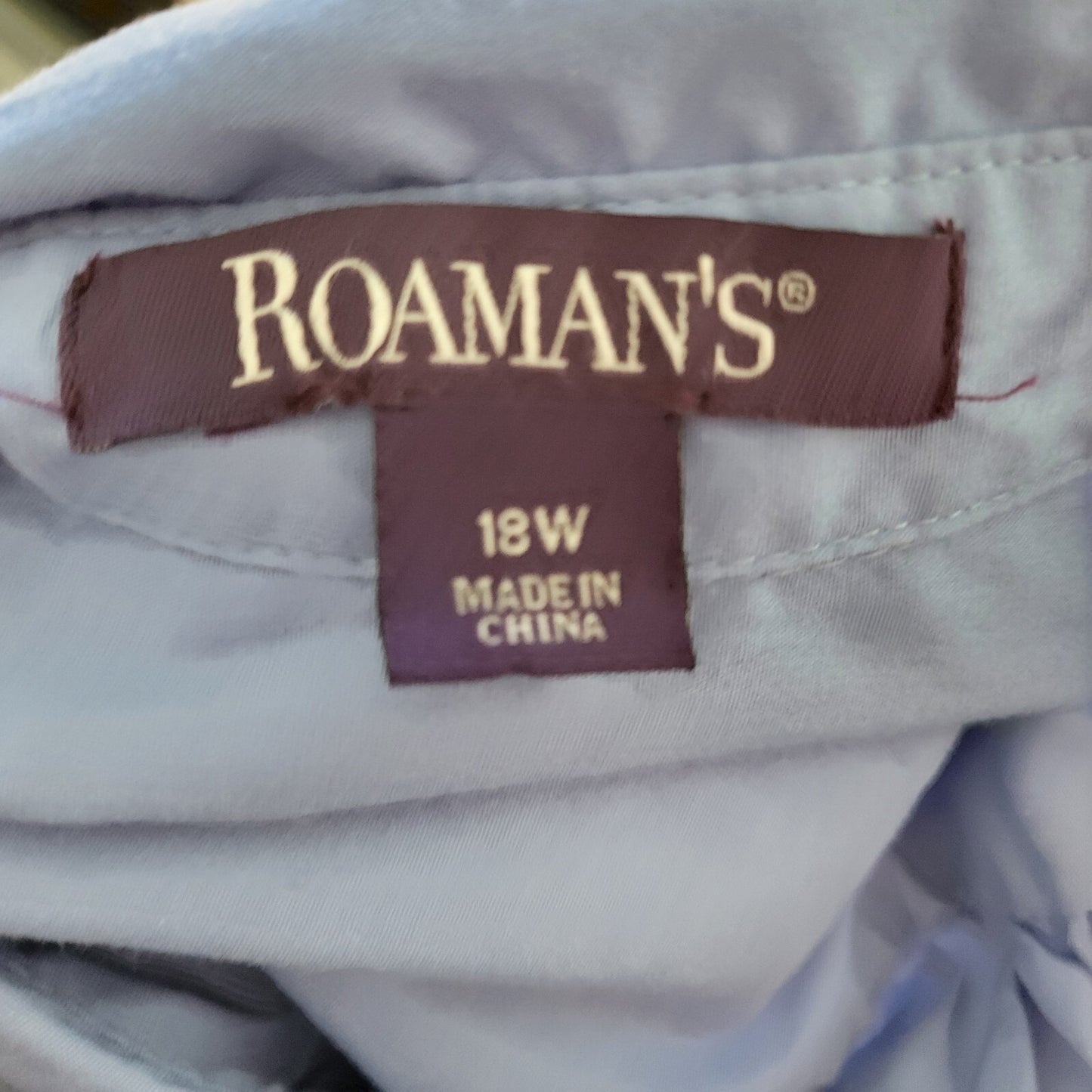 Roamans Womens Top 18W Plus Cuff Sleeve Blue Cotton Blend Casual Lightweight