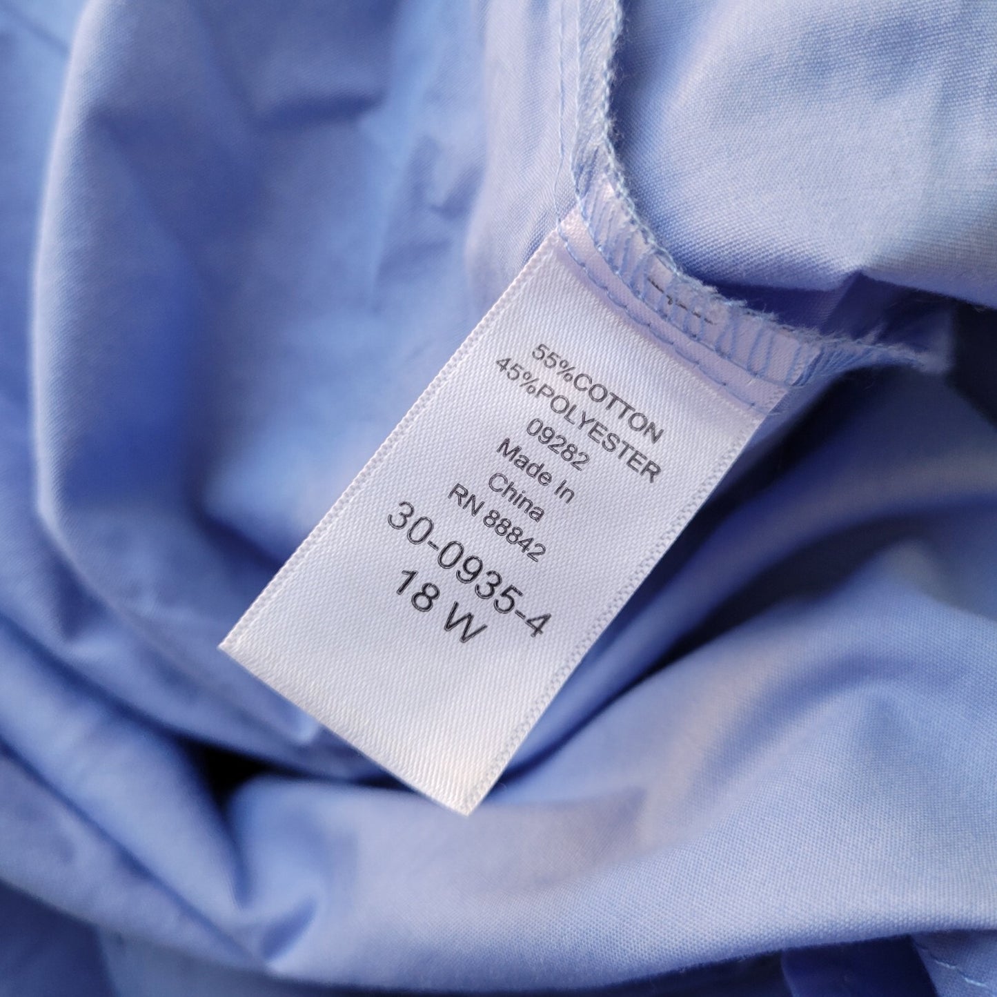 Roamans Womens Top 18W Plus Cuff Sleeve Blue Cotton Blend Casual Lightweight