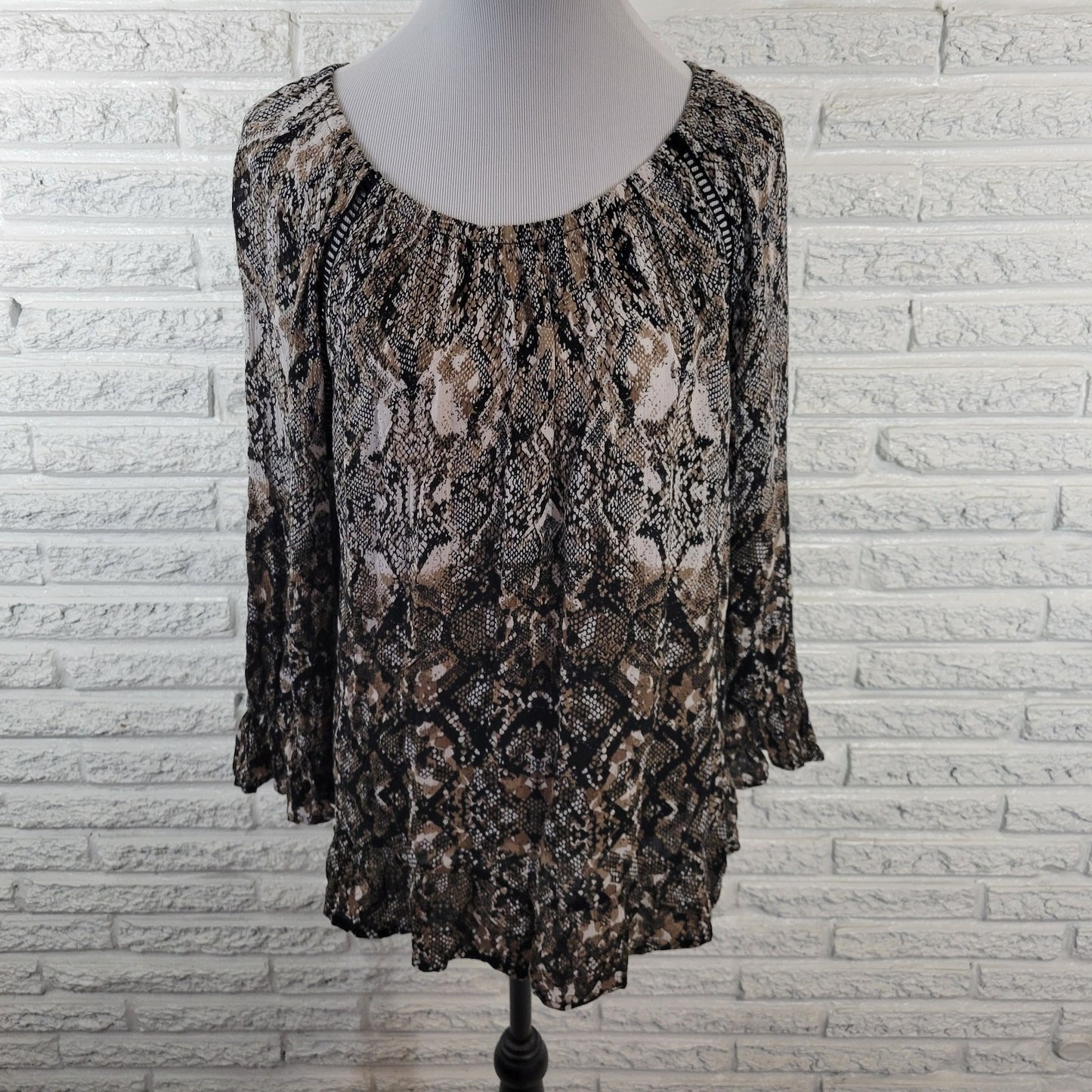 INC International Concepts Womens Top XXL Plus Bell Sleeve On Off Shoulder Black