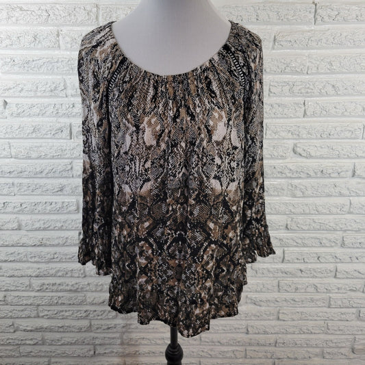 INC International Concepts Womens Top XXL Plus Bell Sleeve On Off Shoulder Black