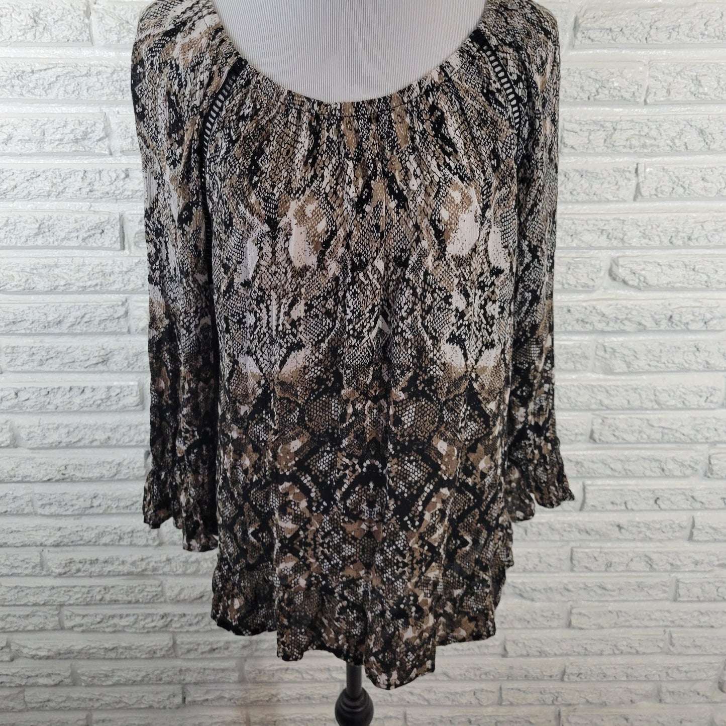 INC International Concepts Womens Top XXL Plus Bell Sleeve On Off Shoulder Black