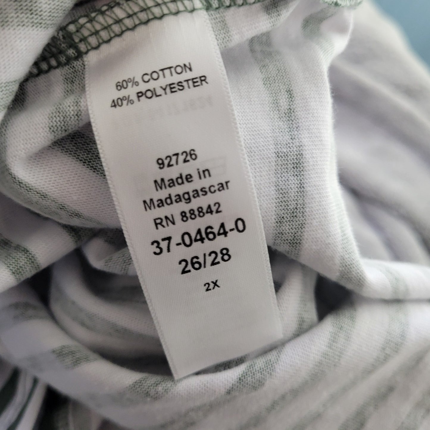 Woman Within Women's 2X Green White Stripe Tunic Top 3/4 Raglan STR91E