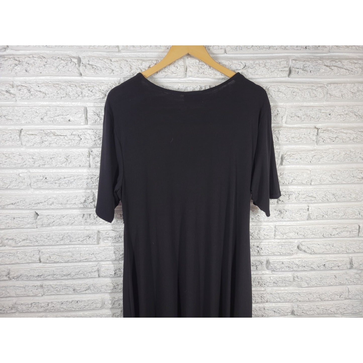 Avenue Womens Dress 18 20 Plus Short Sleeve Sheath Black Poly Blend  Casual