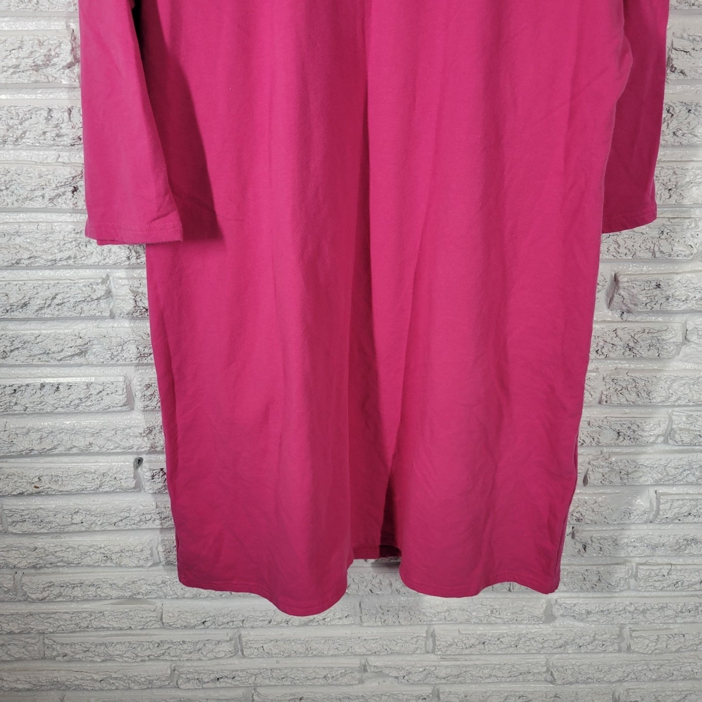 Denim Co QVC Womens Swim Coverup 1X Plus 3/4 Sleeve Pink Pullover Pockets Comfy