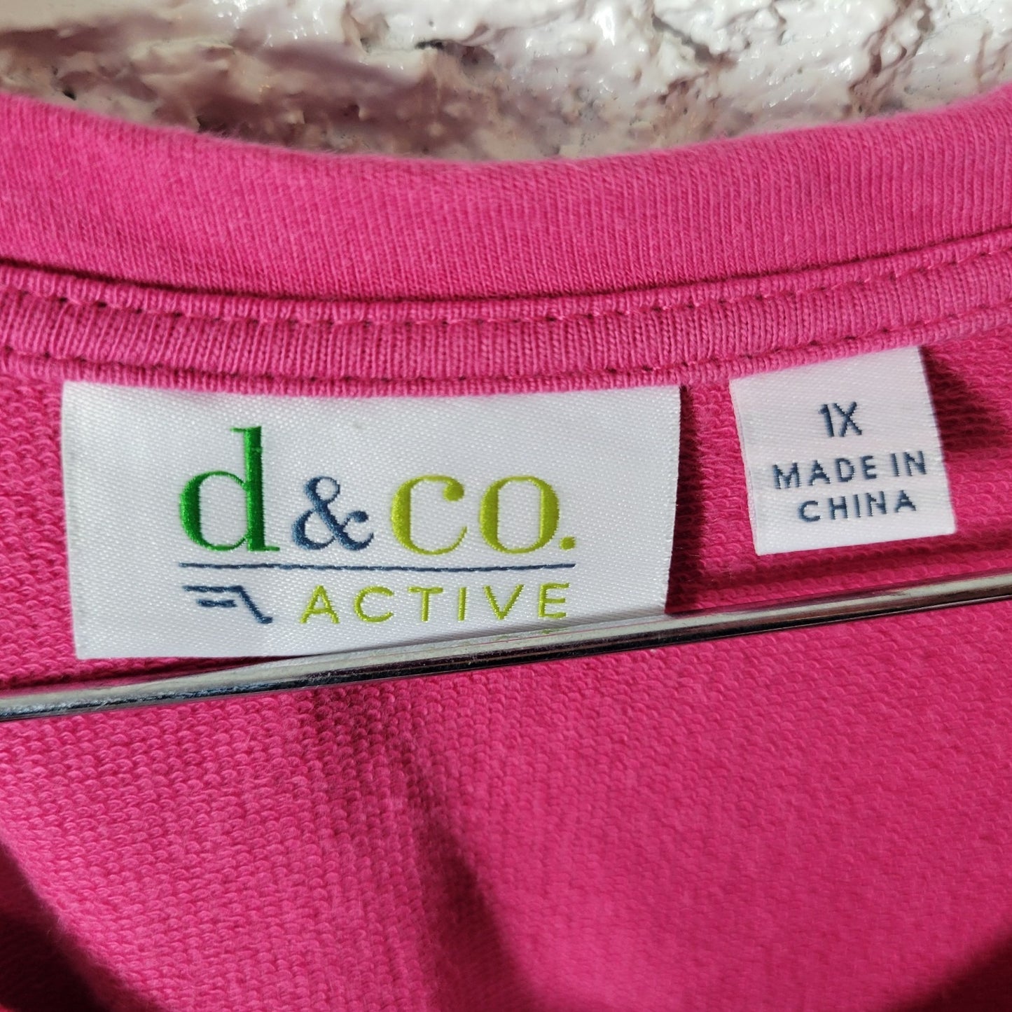 Denim Co QVC Womens Swim Coverup 1X Plus 3/4 Sleeve Pink Pullover Pockets Comfy