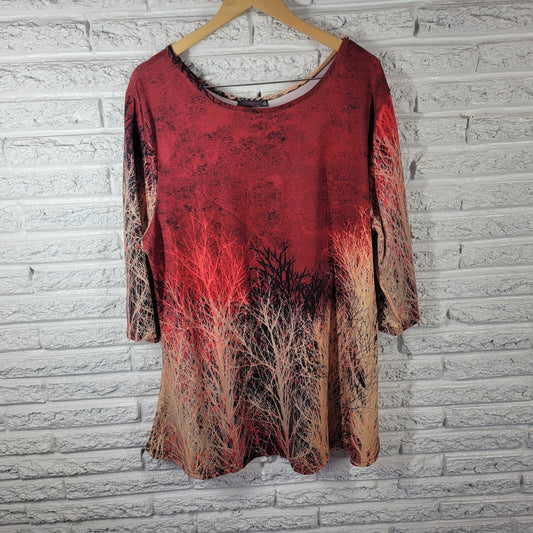 Azalea Firmiana Womens Dress 3X Plus Mini Casual Burgundy Pink Trees Poly Blend