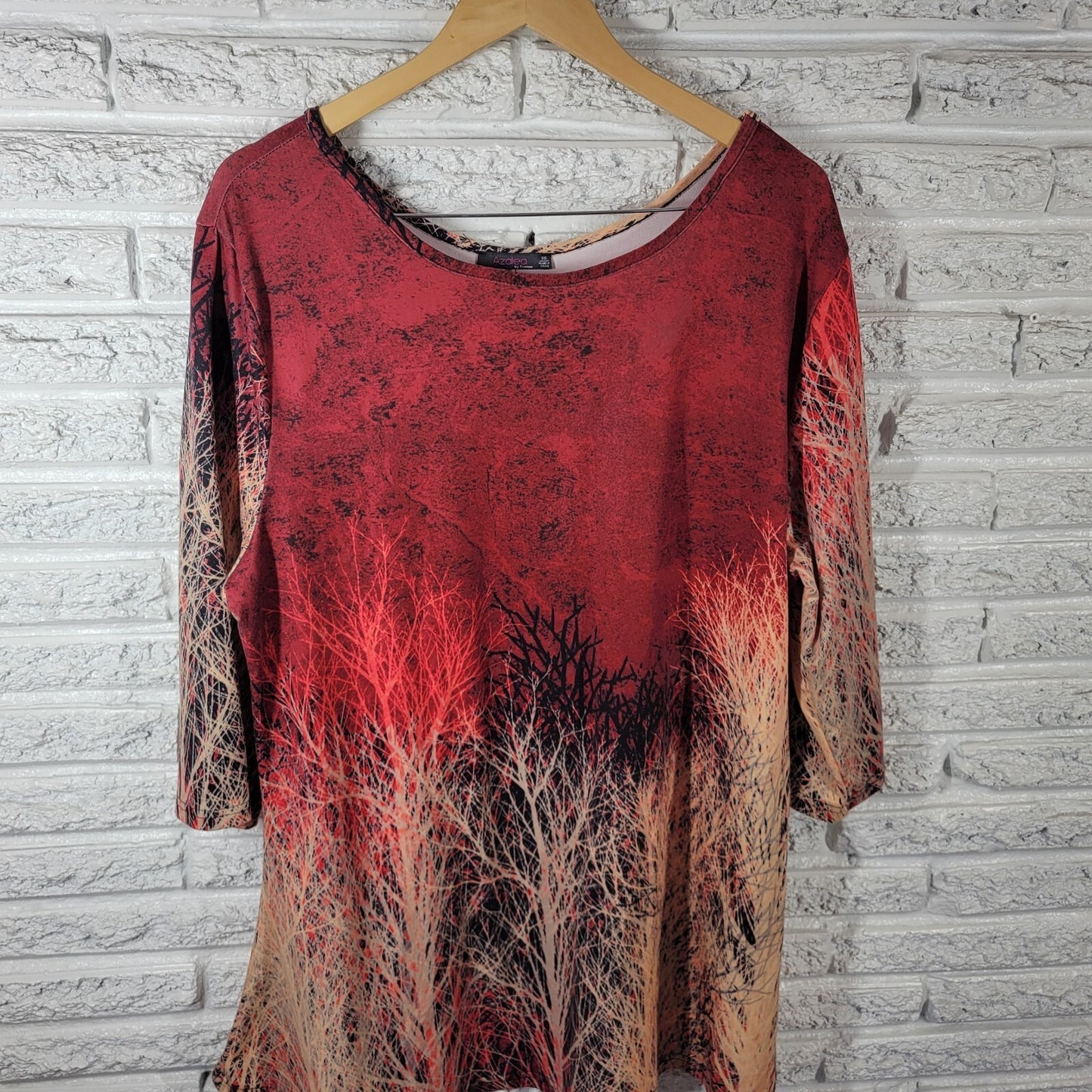 Azalea Firmiana Womens Dress 3X Plus Mini Casual Burgundy Pink Trees Poly Blend