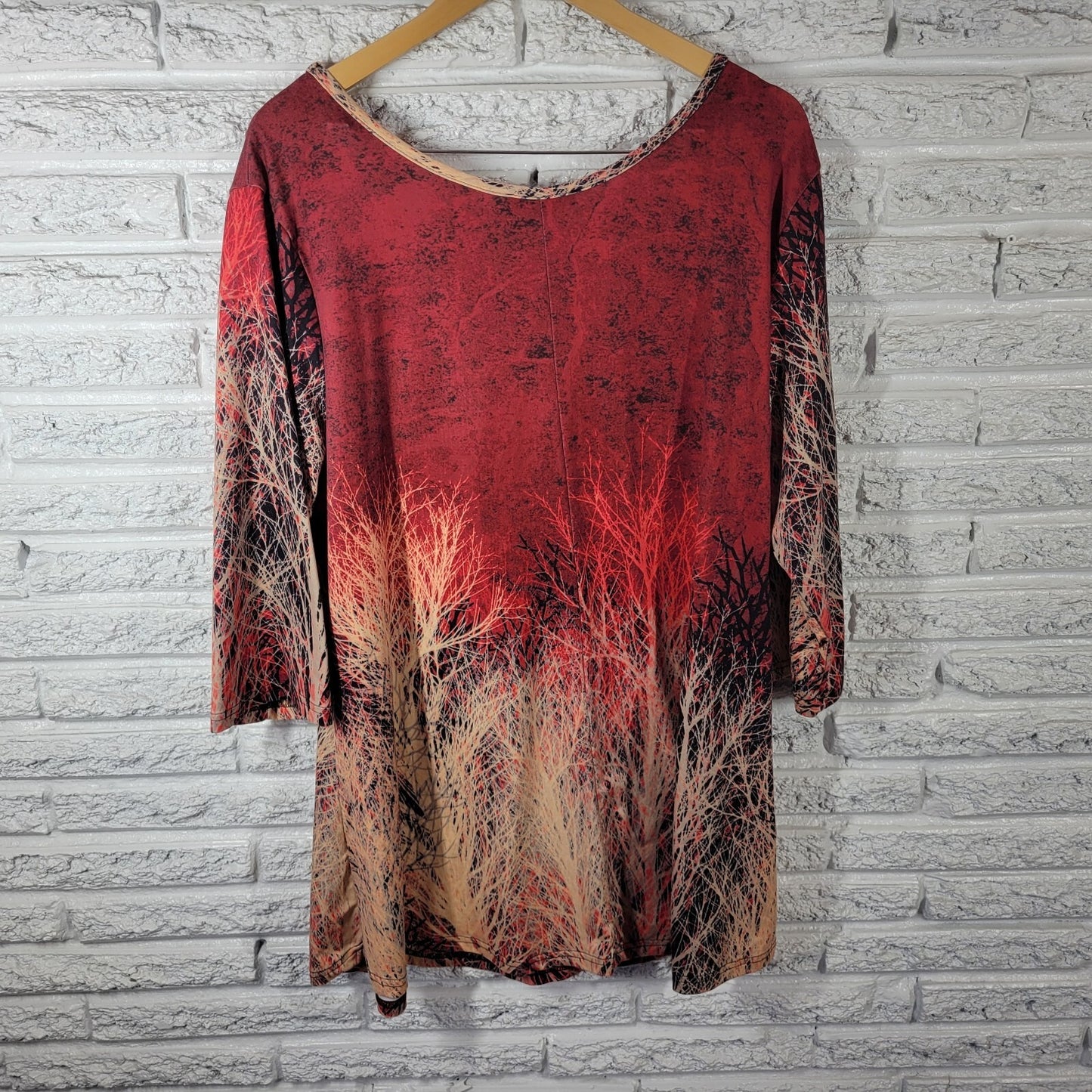 Azalea Firmiana Womens Dress 3X Plus Mini Casual Burgundy Pink Trees Poly Blend