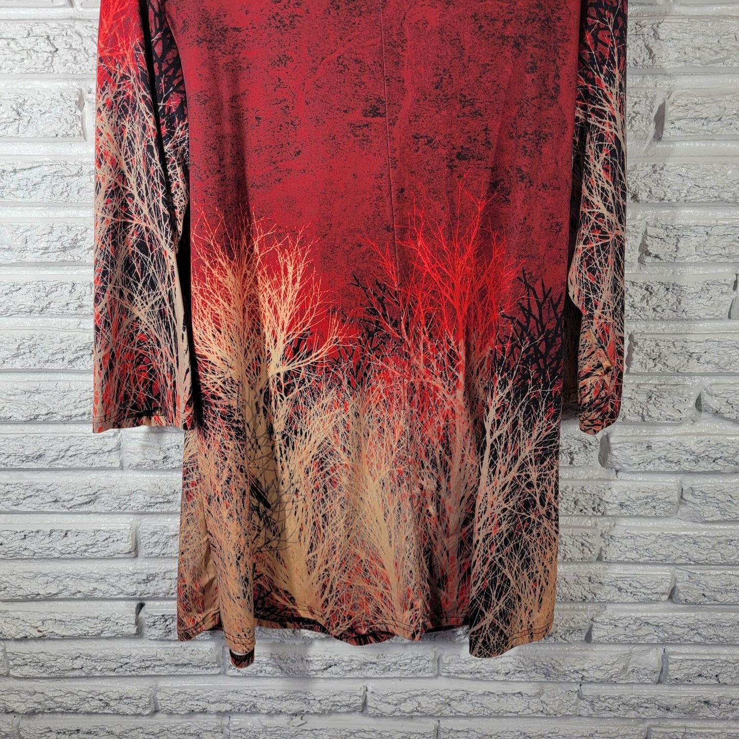 Azalea Firmiana Womens Dress 3X Plus Mini Casual Burgundy Pink Trees Poly Blend