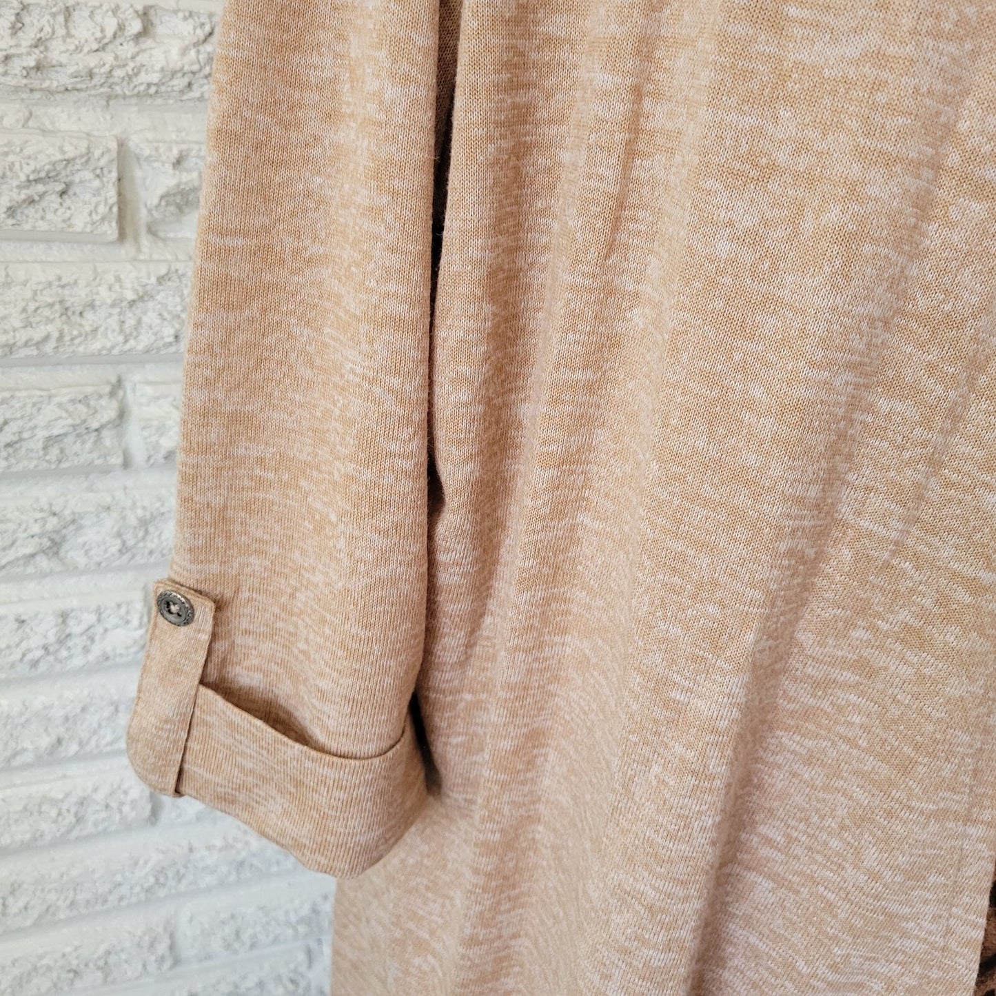 Faded Glory Womens Top 2X 18W 20W Plus 3/4 Sleeve with Tank Brown Tan Zig Zag