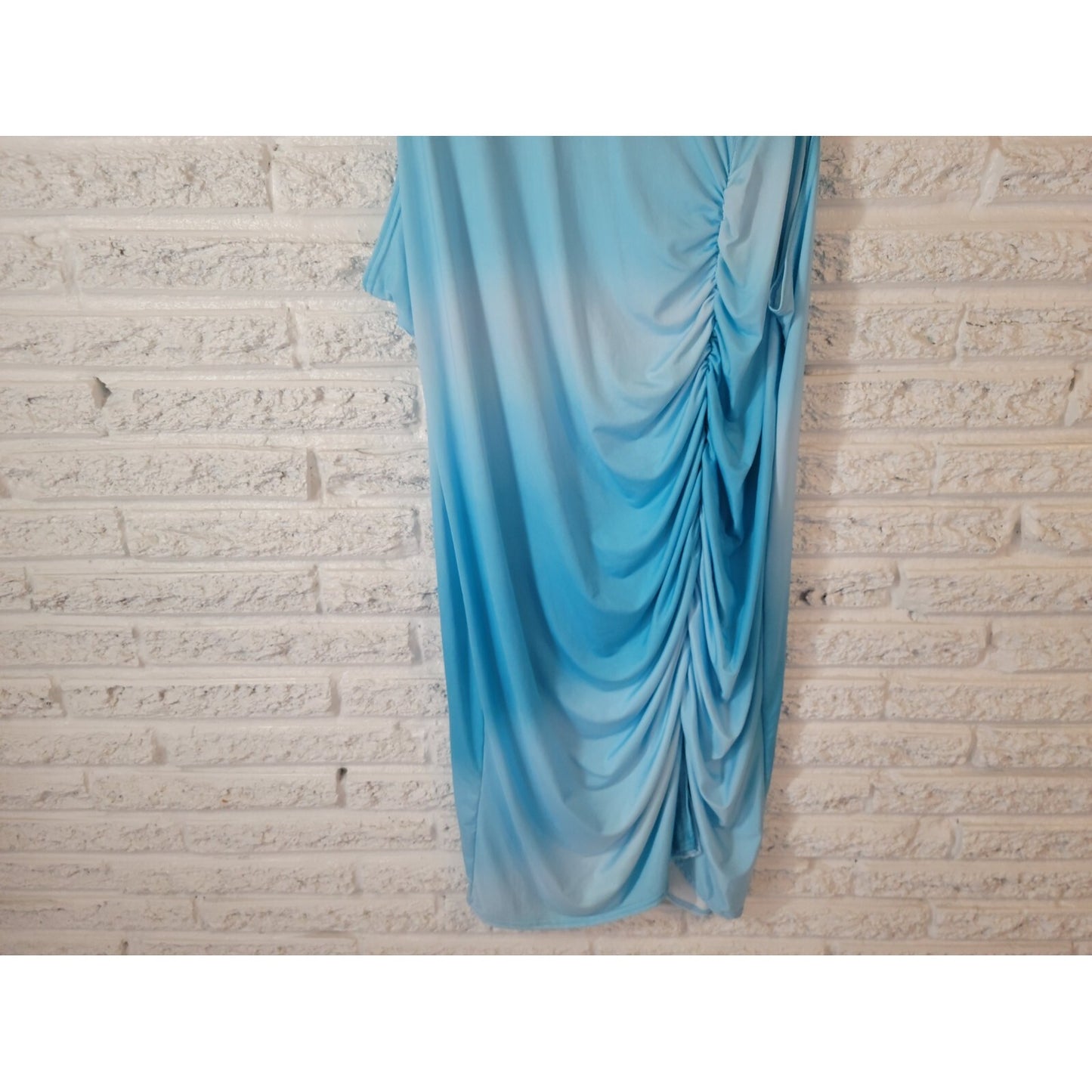 Boohoo Womens Dress 20 22 Plus Sleeveless Mini Pull On Blue Cut Out Casual Slit