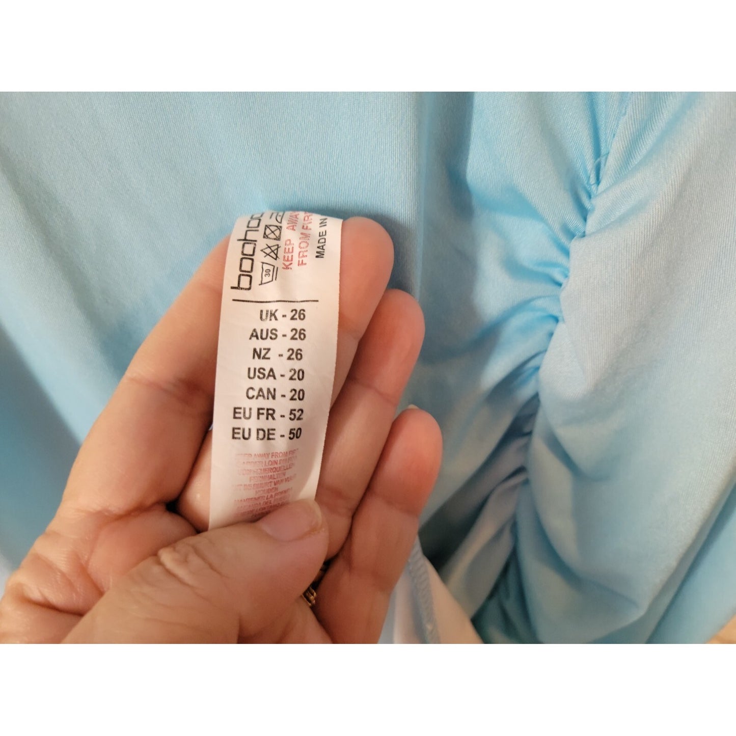 Boohoo Womens Dress 20 22 Plus Sleeveless Mini Pull On Blue Cut Out Casual Slit