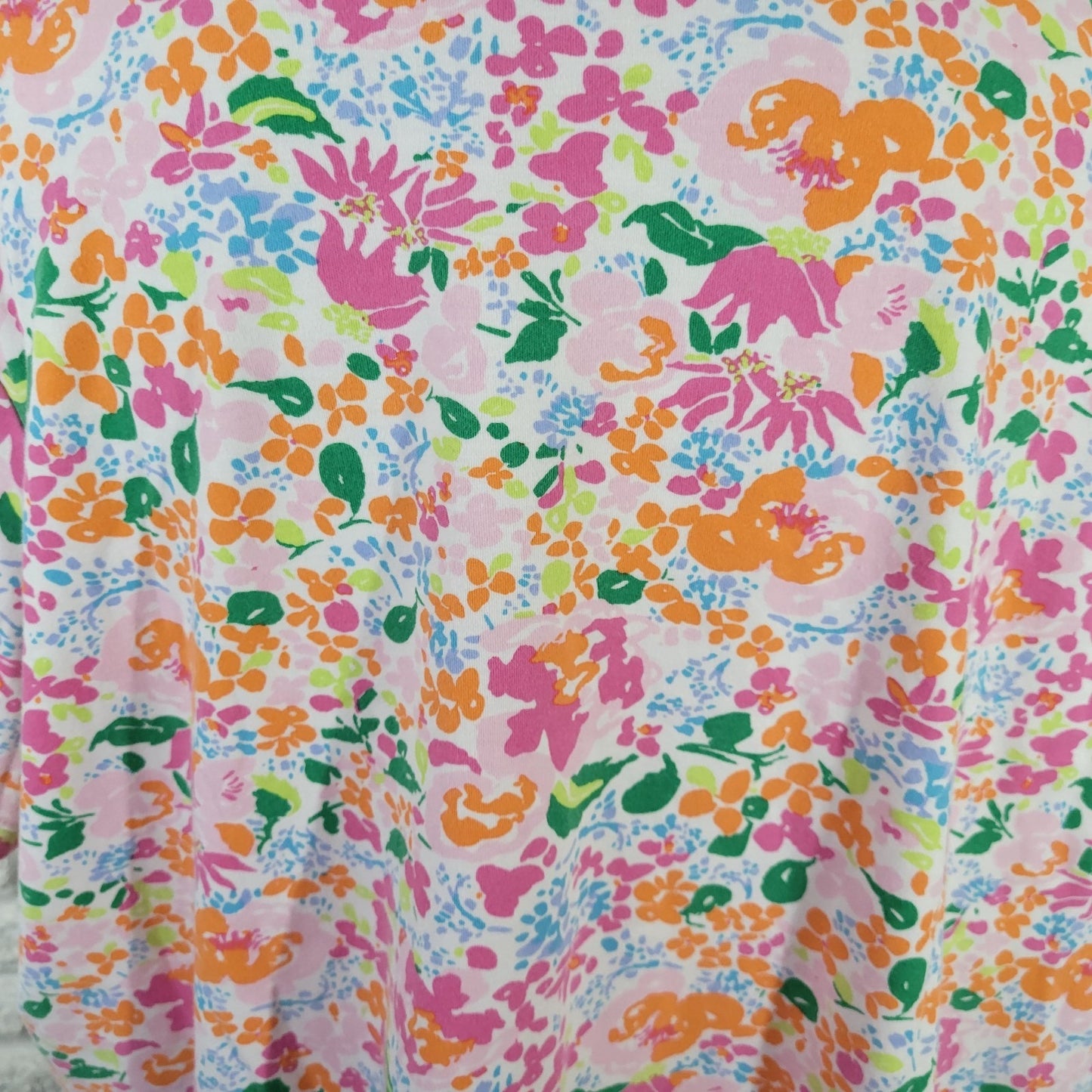 Kim Rogers Women Top 2X Plus Tee Short Sleeve Orange Floral Comfy Perfectly Soft