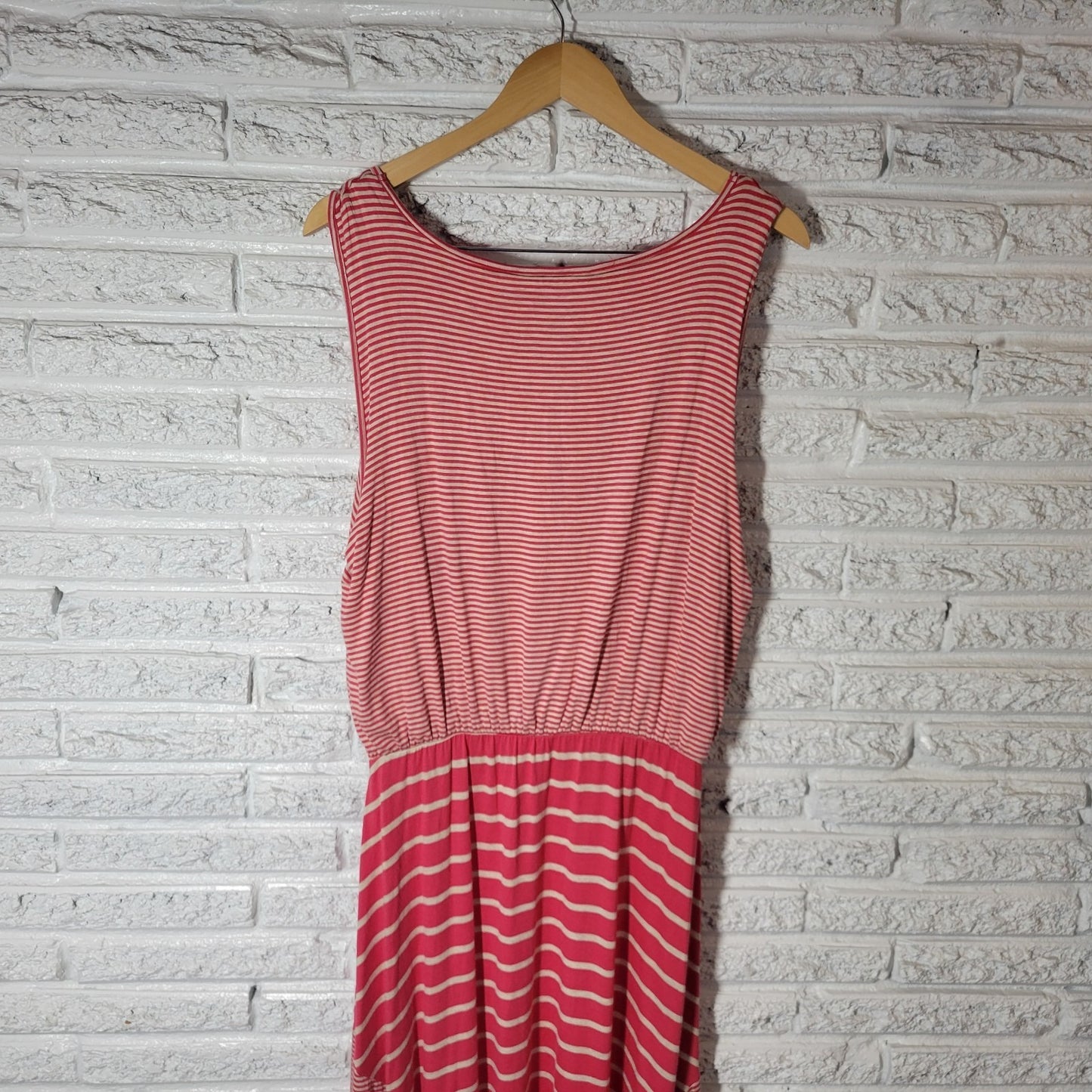 Style Co Womens Dress XL Tank Sheath Pink Stripe Rayon Blend Handkerchief Hem
