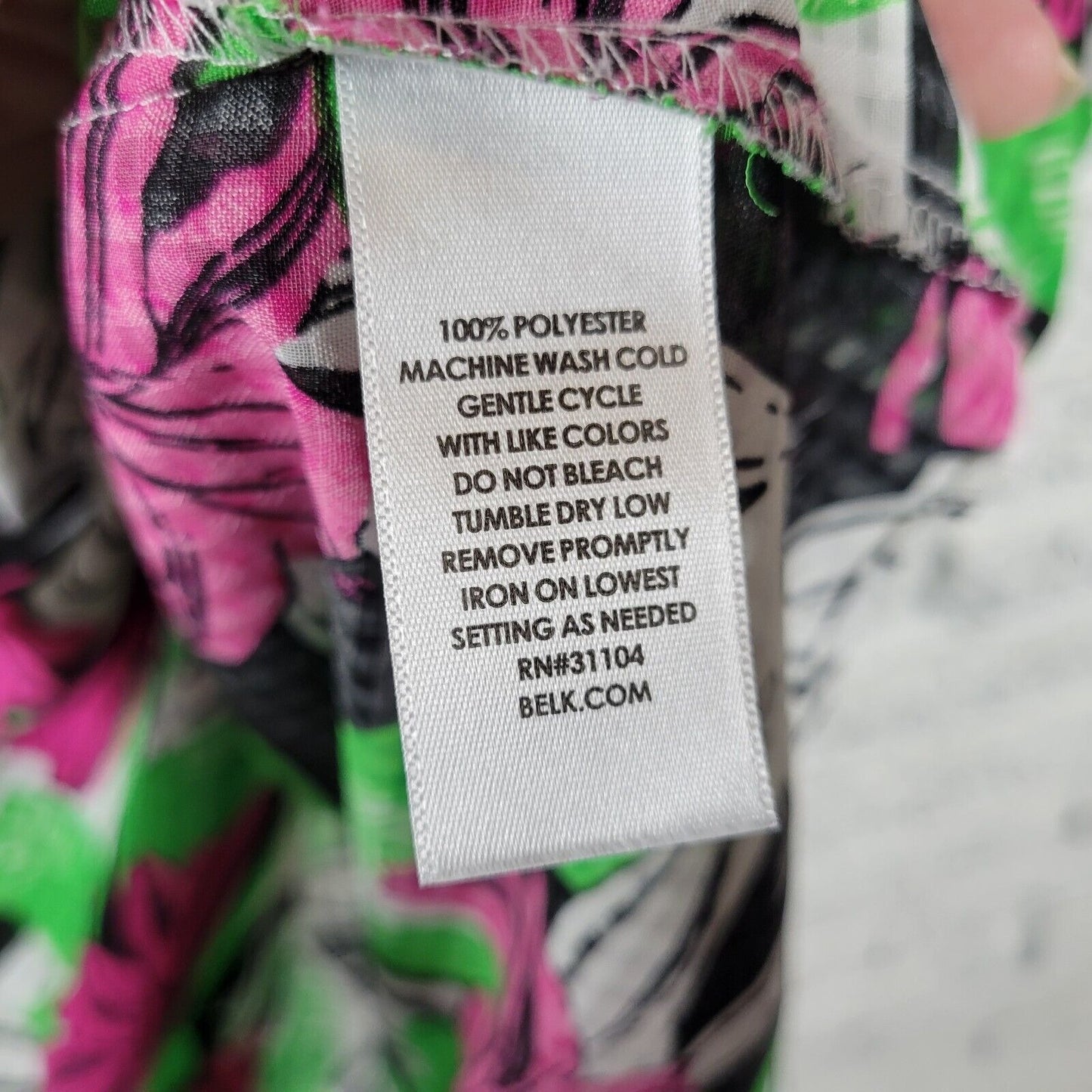 Kim Rogers Women Top 3X Collar Button Up Green Pink Floral Sheer Polyester