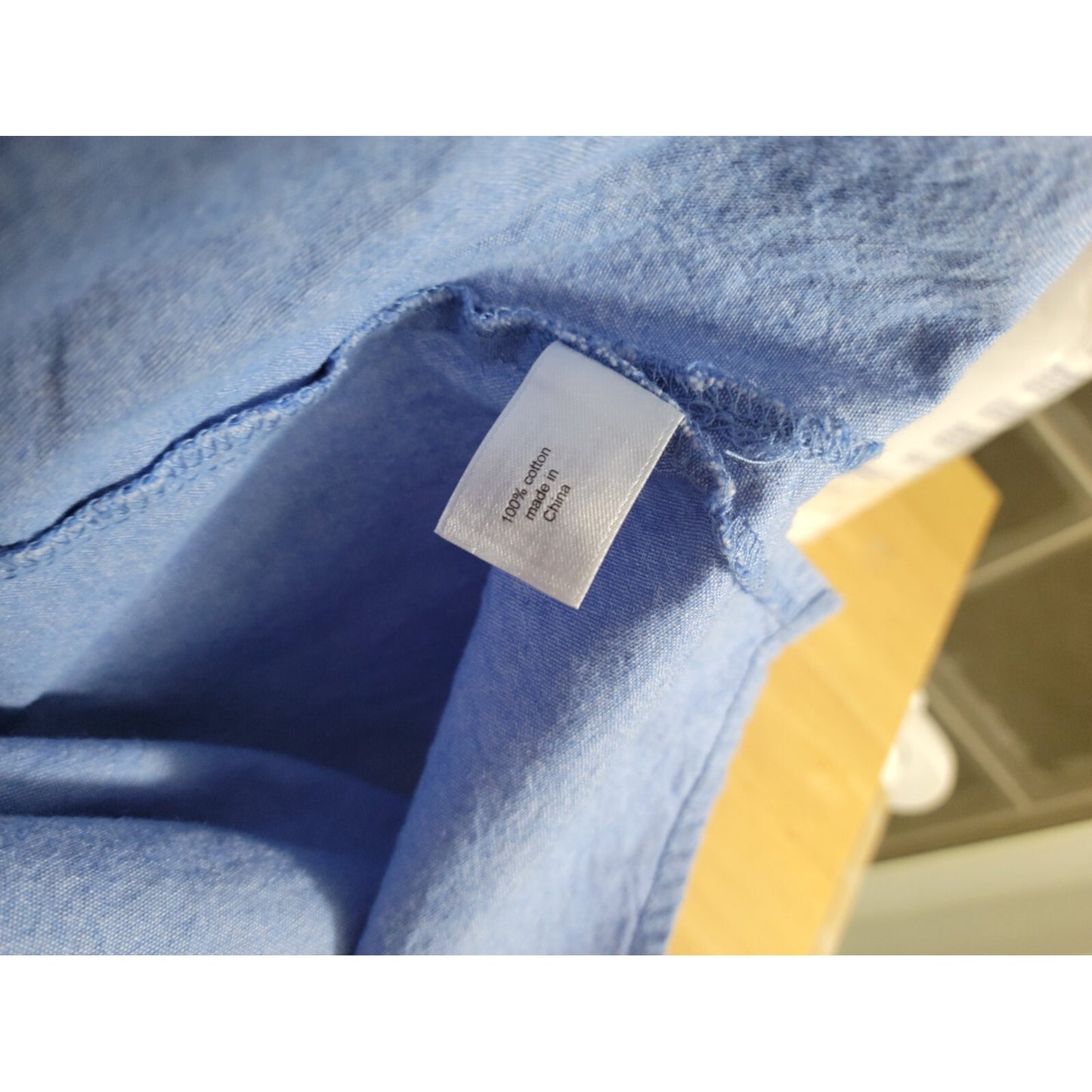 Lane Bryant Womens Top 22 Plus 3/4 Split Sleeve Blue Denim Embroider Lightweight