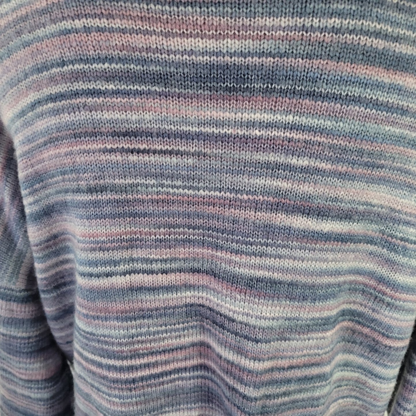 A.n.a. XL Gray Blue Striped V-Neck Tight Knit Sweater Nylon Acrylic Stretch