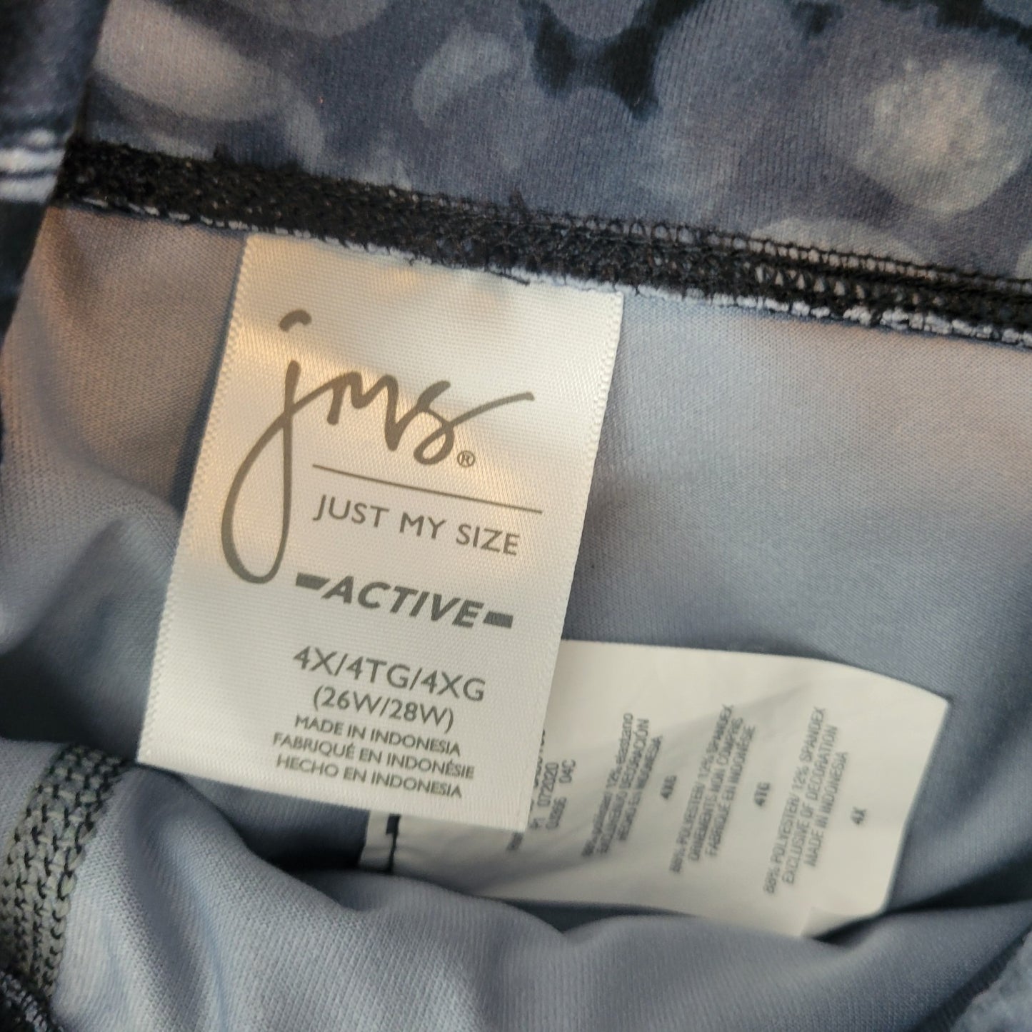 Just My Size Women Pants 4X Plus Leggings Active Capri Blue Watercolor Butterfly