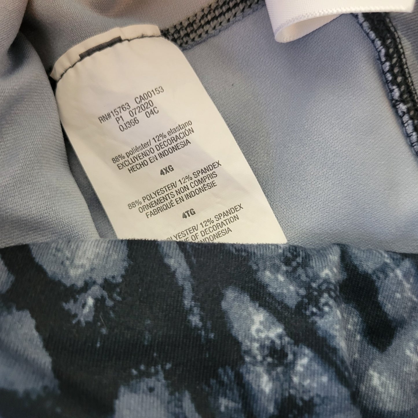 Just My Size Women Pants 4X Plus Leggings Active Capri Blue Watercolor Butterfly