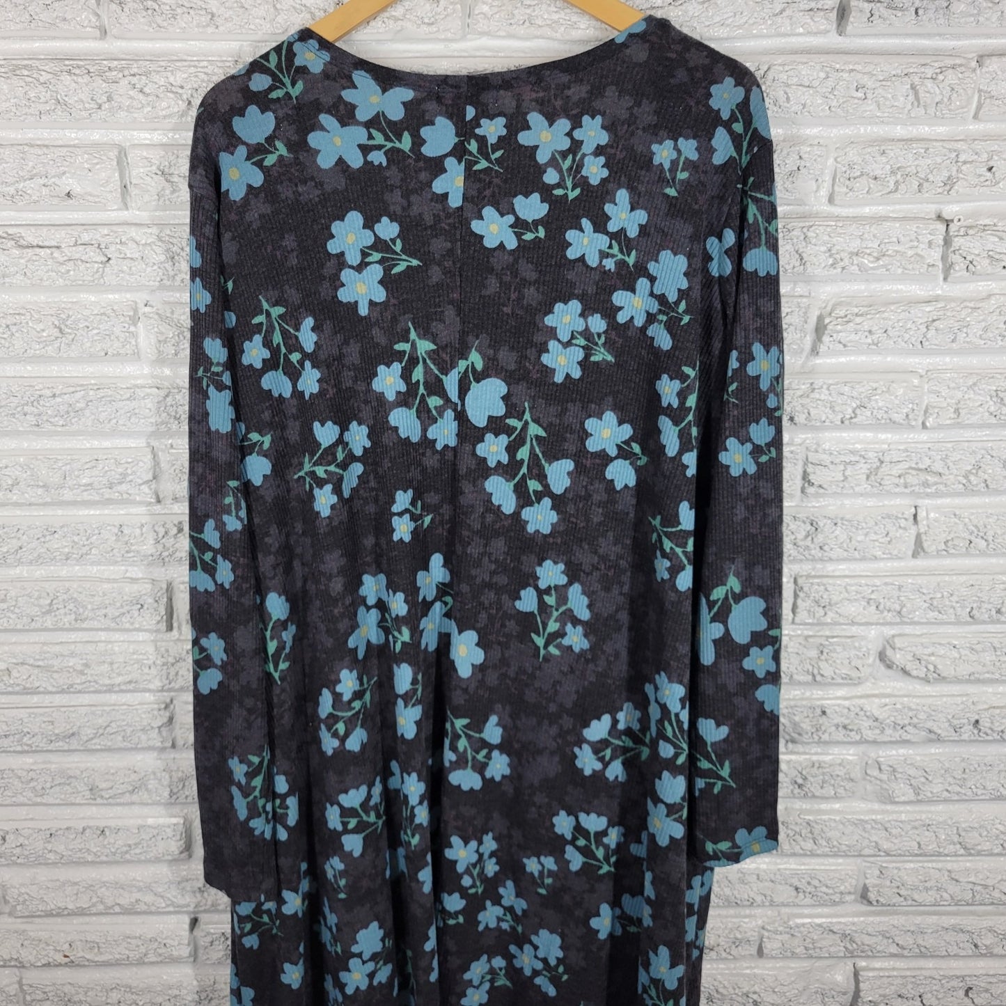 Lularoe Womens Top Extra Large Cardigan Open Blue Floral Pockets Poly Blend