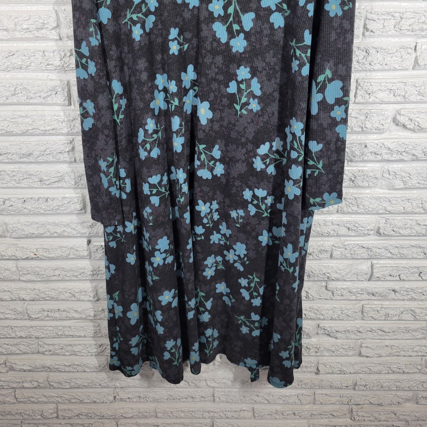 Lularoe Womens Top Extra Large Cardigan Open Blue Floral Pockets Poly Blend