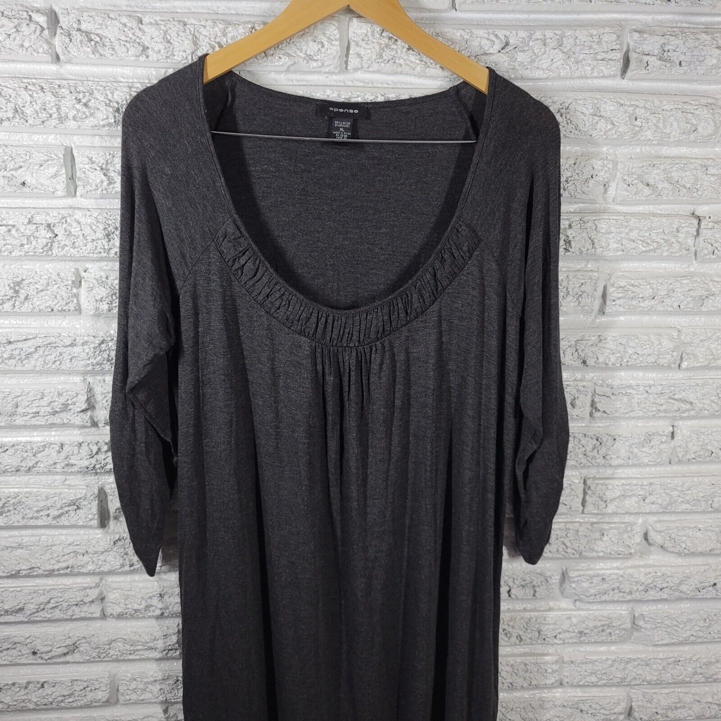 Spense Womens Dress Extra Large 3/4 Sleeve Muted Black Dark Gray Casual Pleated