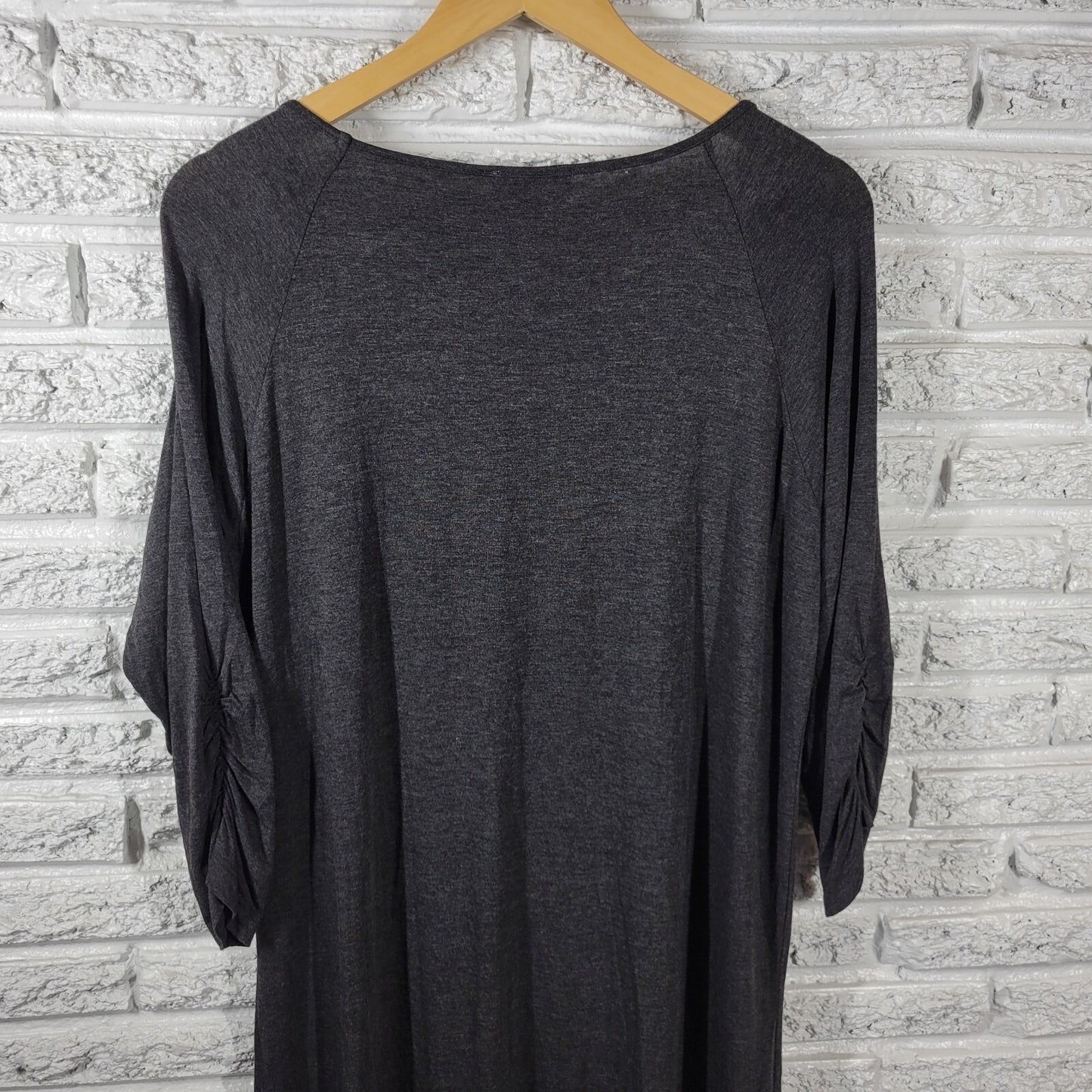 Spense Womens Dress Extra Large 3/4 Sleeve Muted Black Dark Gray Casual Pleated