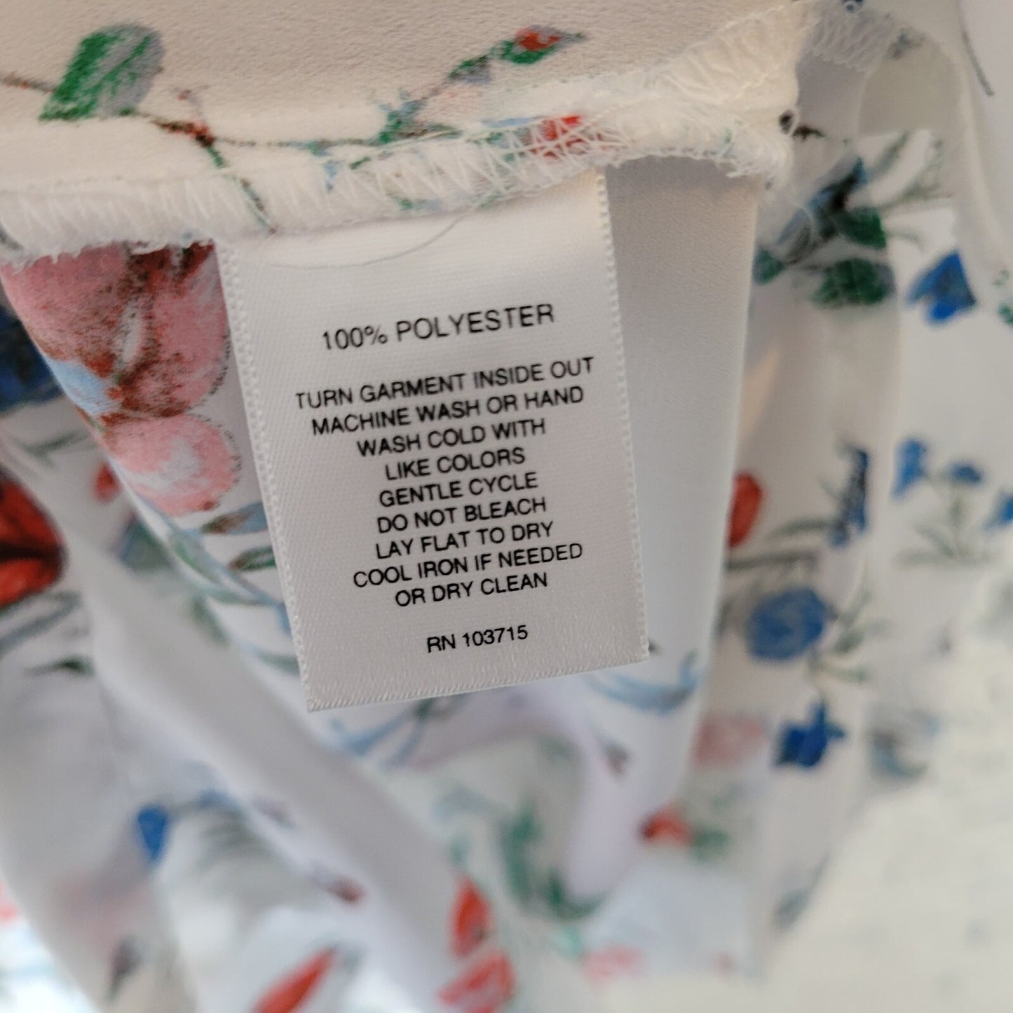 Valerie Stevens Womens Top XL Sleeveless Blue Red Floral Button Up Sheer Casual