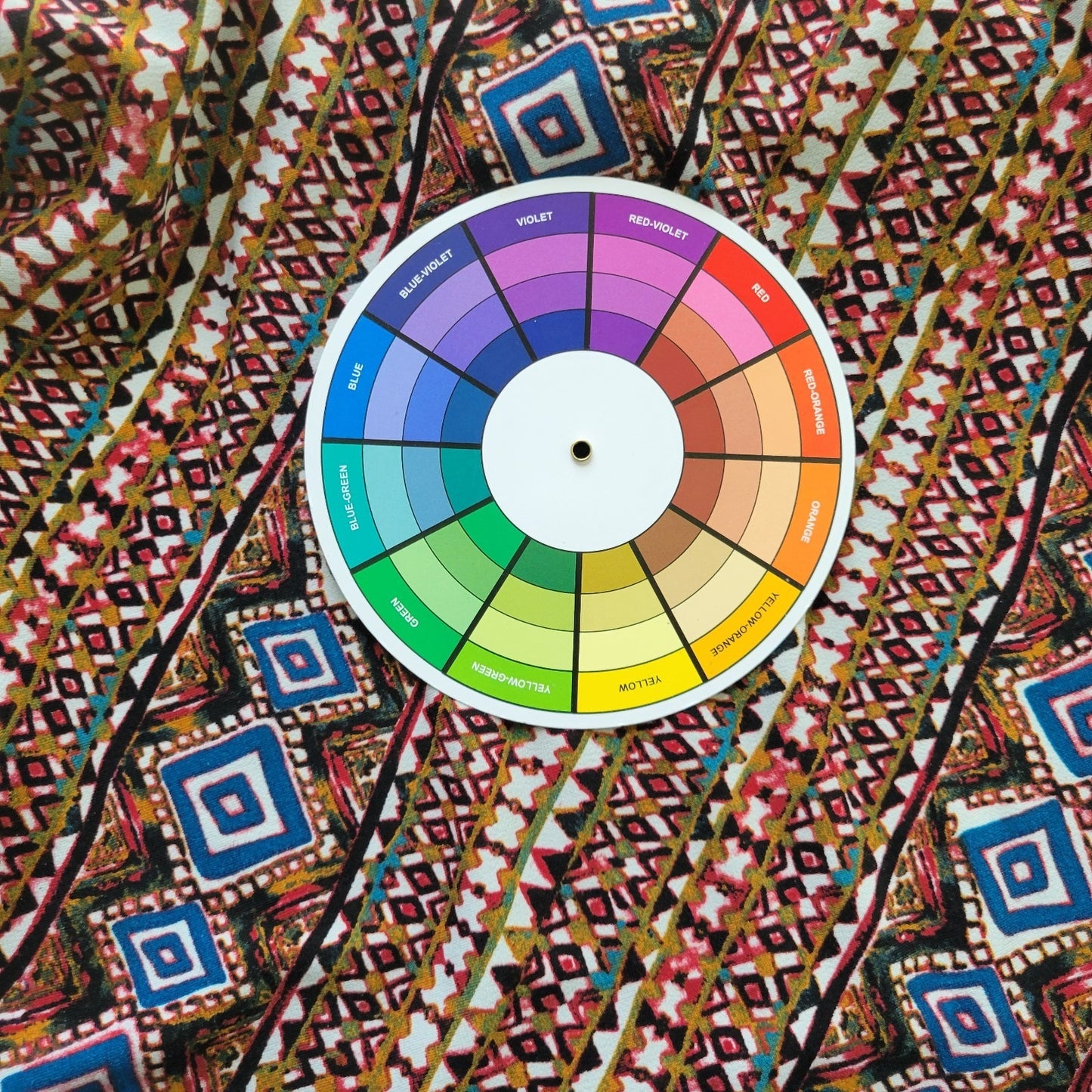 Carol Taylor Womens Top XL 3/4 Dolman Sleeve Brown Geometric Tied Hem Poly Blend