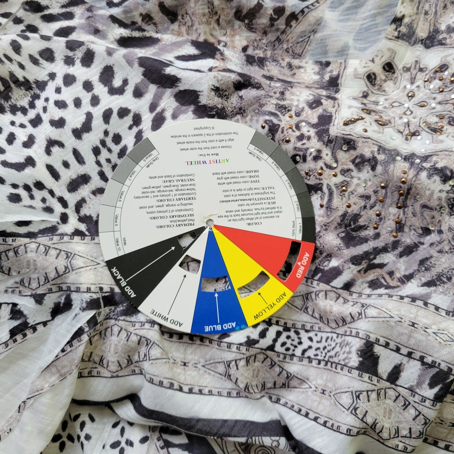 Style Co 1X Top Blouse Black Gray Animal Geometric Studded 3/4 Sleeve ANI27E