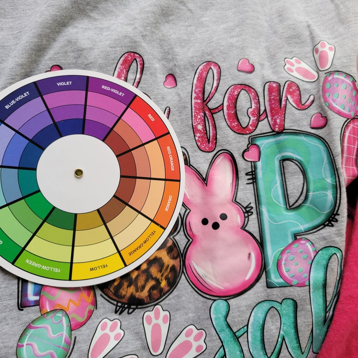 Easter Womens Top Extra Large XL Tee 3/4 Sleeve Oh For Peeps Sake Gray Pink