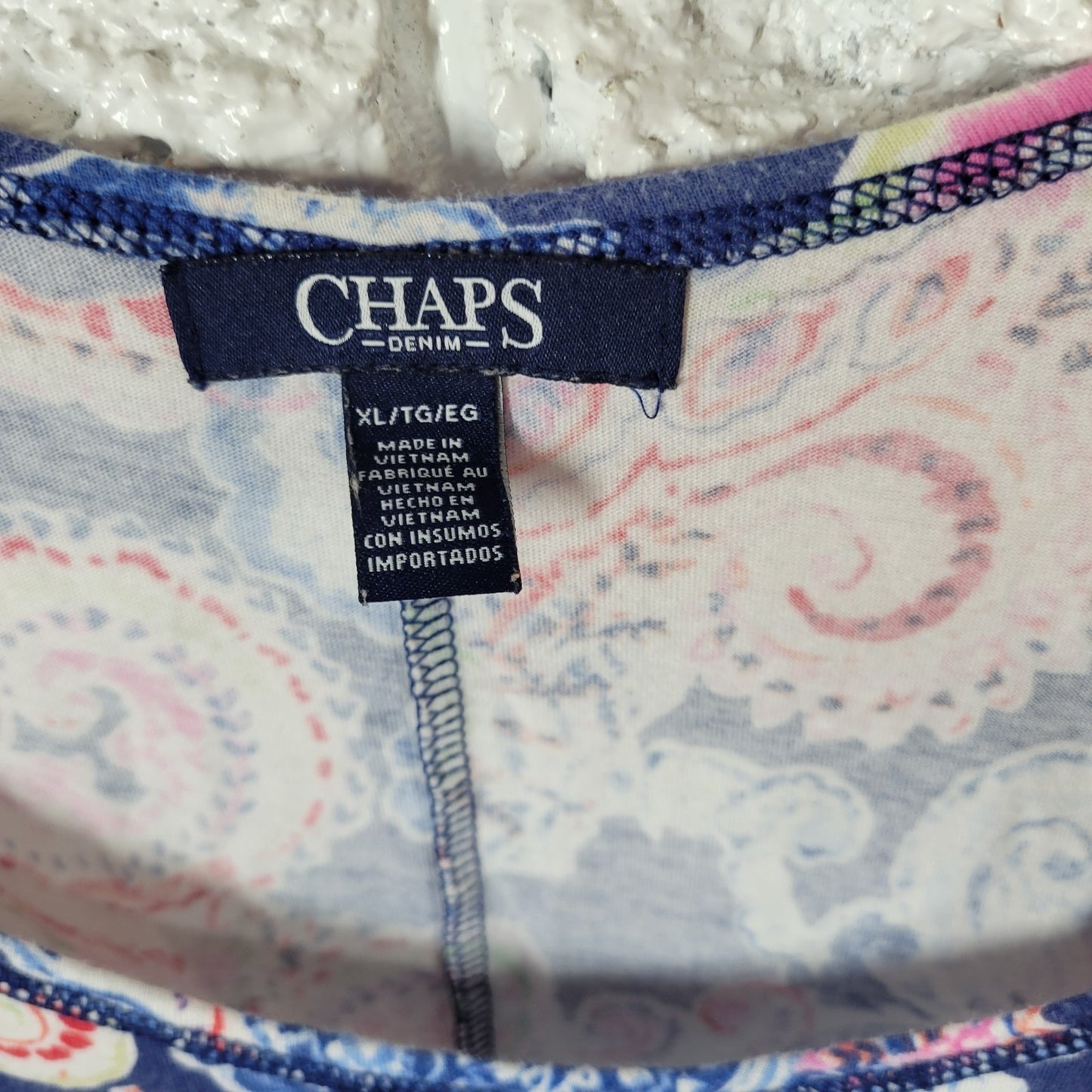Chaps Womens Dress Extra Large Tank Midi Blue Pink Paisley Cotton Comfy Casual