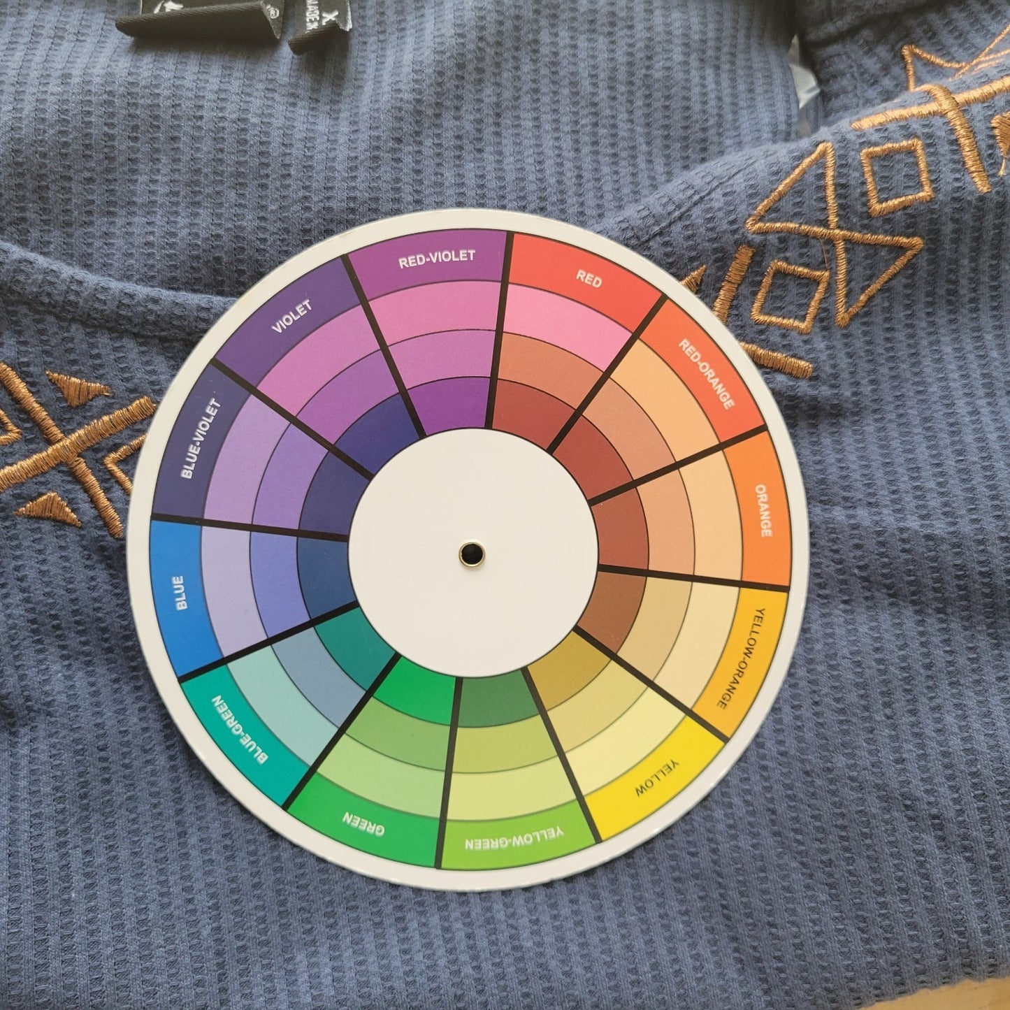 Cruel Denim Women Top XXL Plus 3/4 Sleeve Blue Embroidered Metallic Thread Comfy