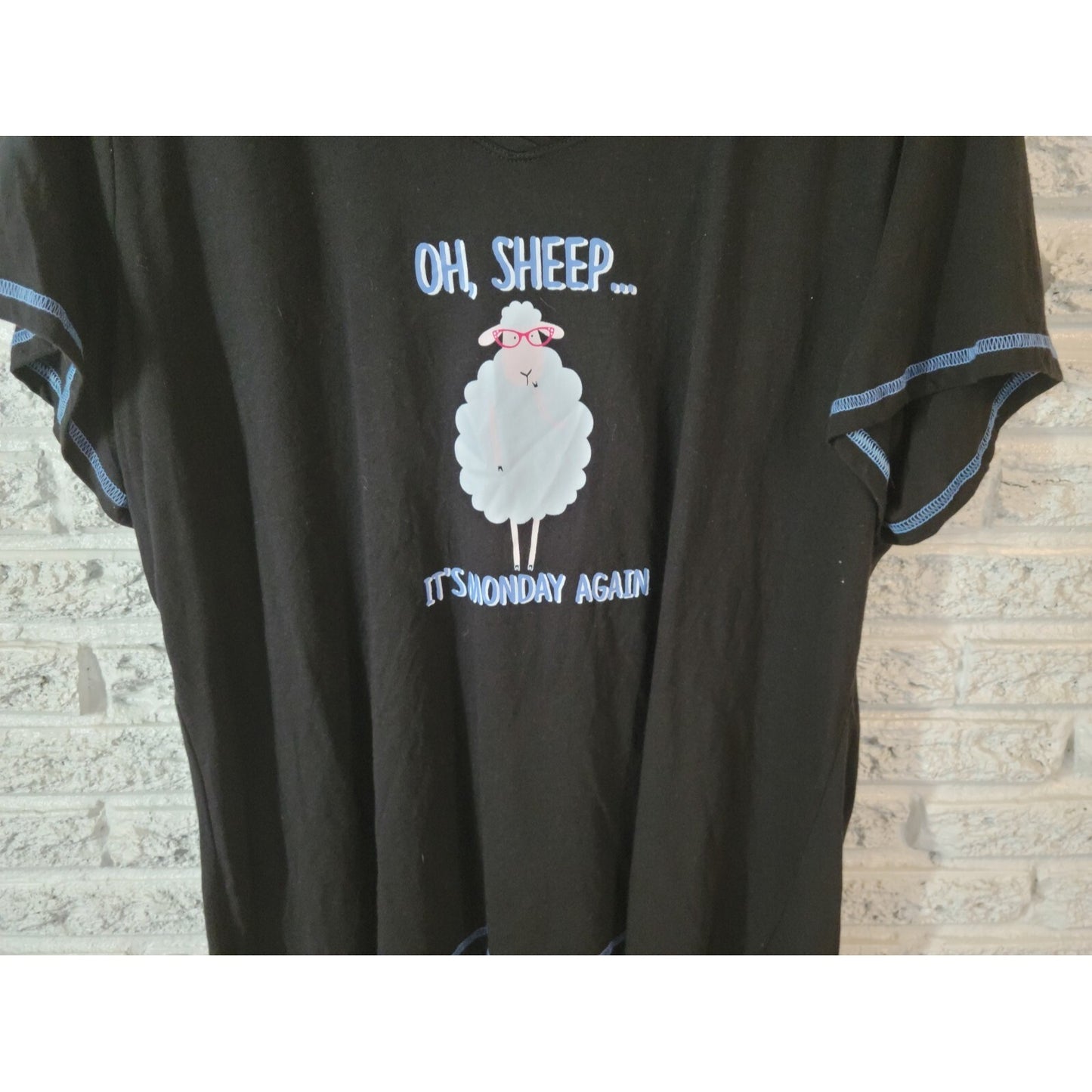 Secret Treasures Womens Top 3X Plus Pajama Black Lounge Oh Sheep Its Monday